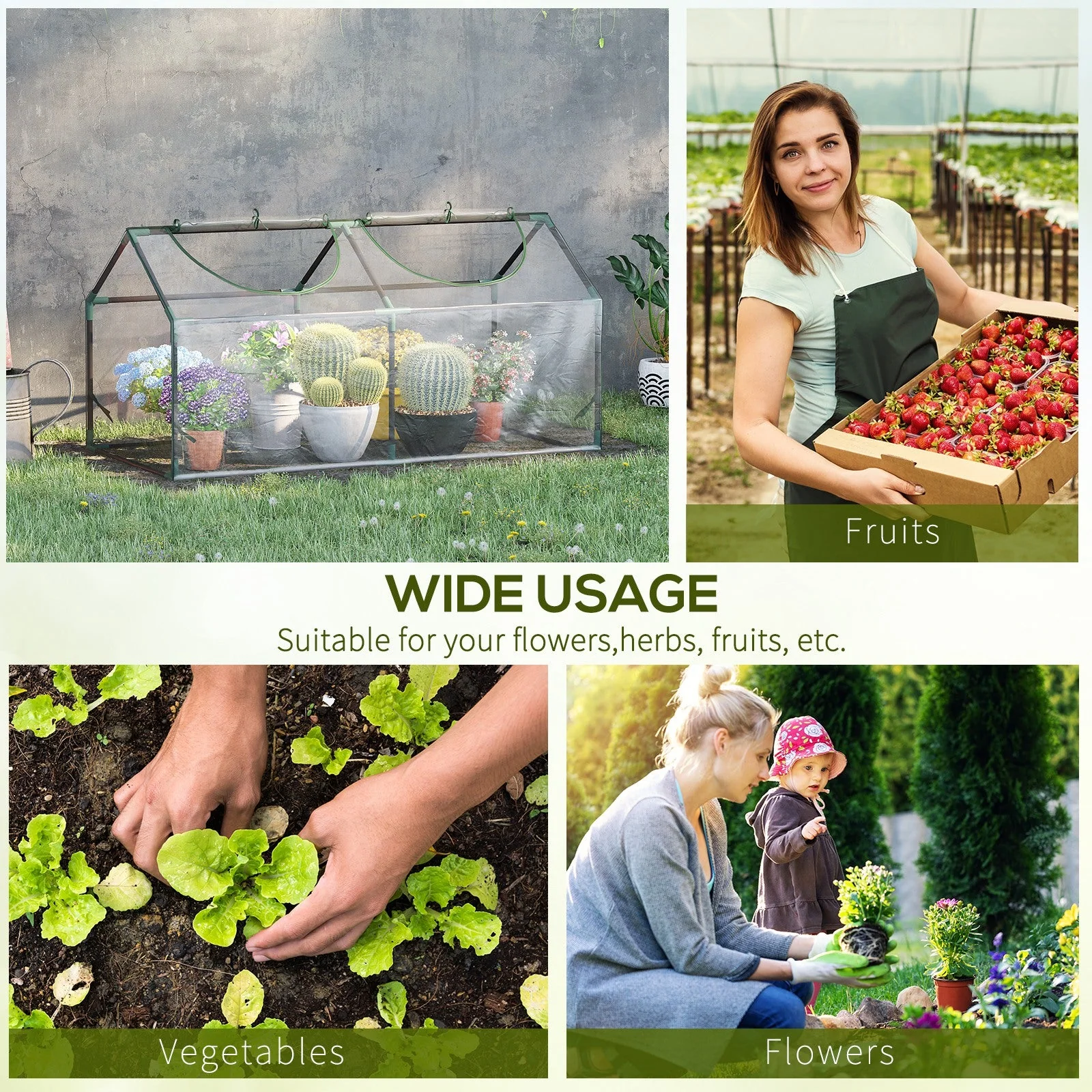 Mini Greenhouse Portable Flower Planter Tomato Vegetable House for Garden Backyard with Zipper 120 x 60 x 60 cm - Image 7