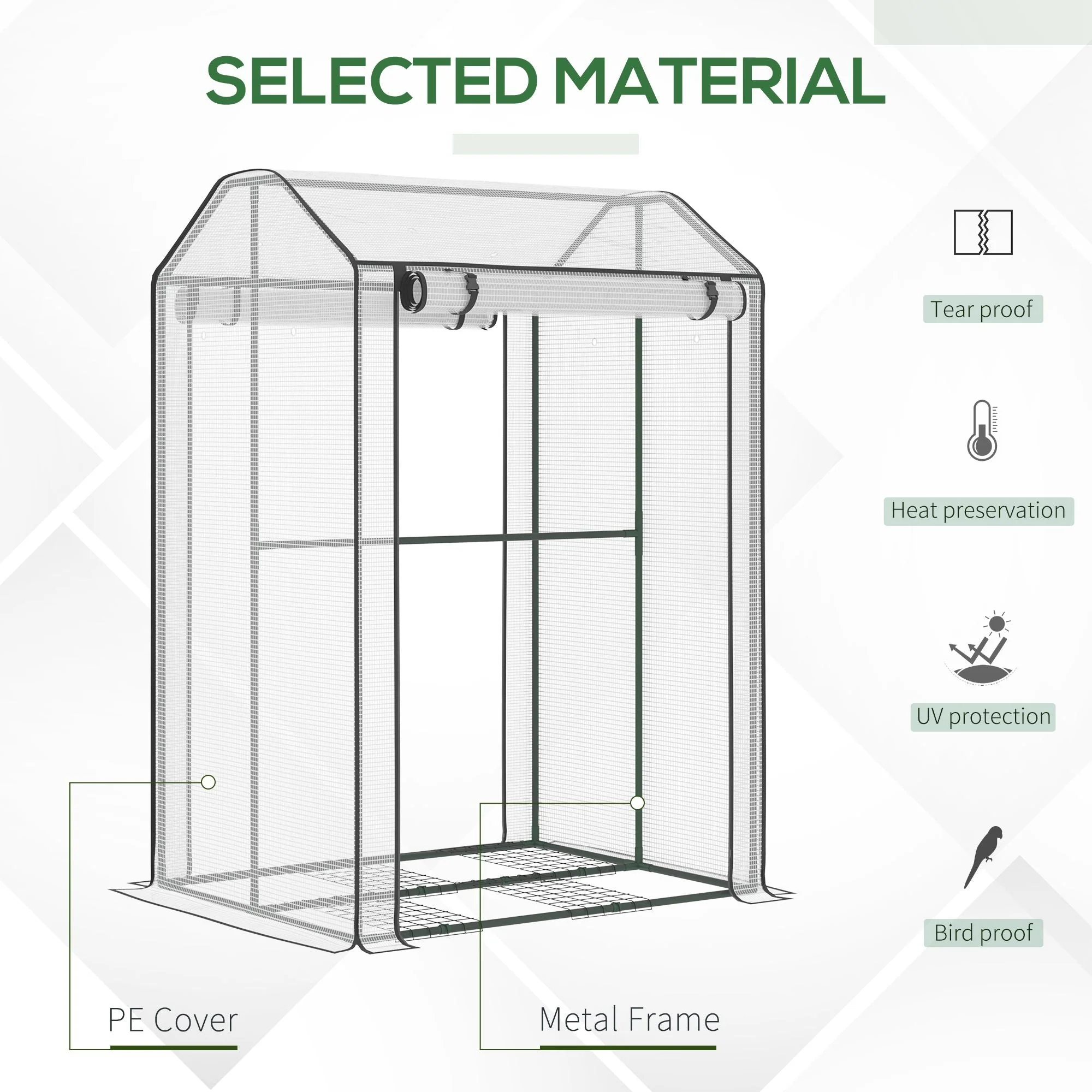Mini Greenhouse with Shelves Portable Garden Grow House for Plants with Roll Up Door and Vents - Image 4