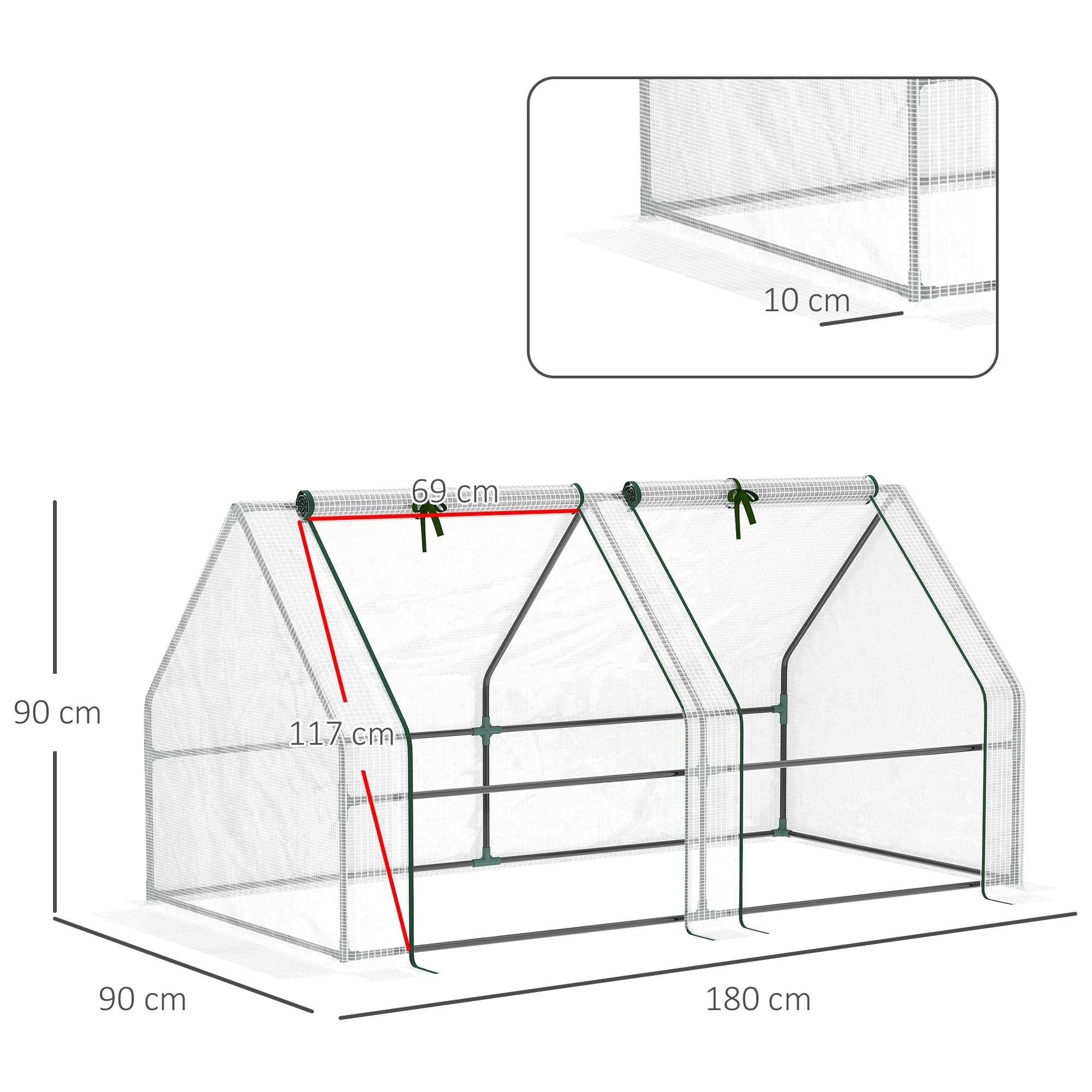 Mini Small Greenhouse with Steel Frame & PE Cover & Zippered Window Poly tunnel Steeple for Plants Vegetables - Image 3