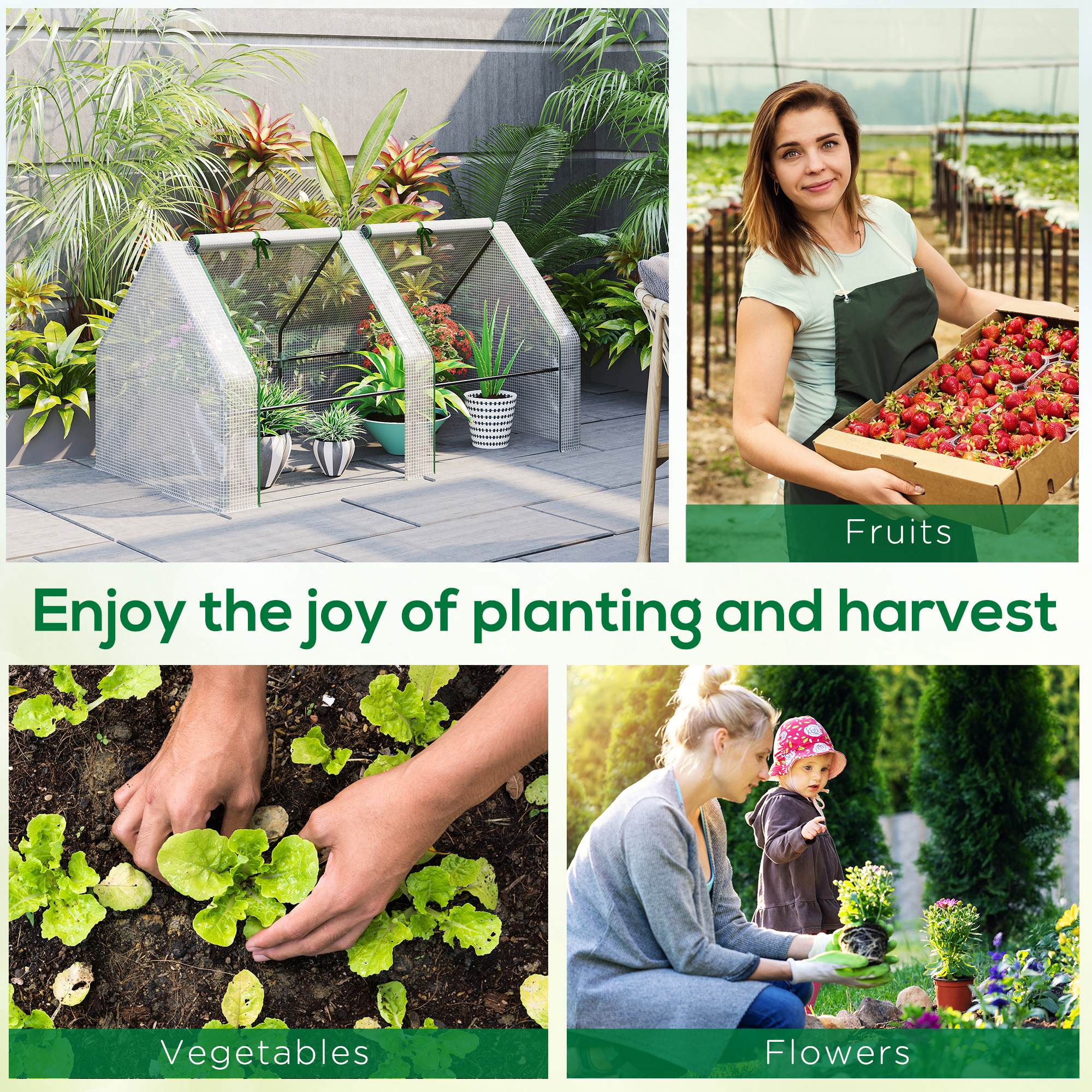 Mini Small Greenhouse with Steel Frame & PE Cover & Zippered Window Poly tunnel Steeple for Plants Vegetables - Image 6