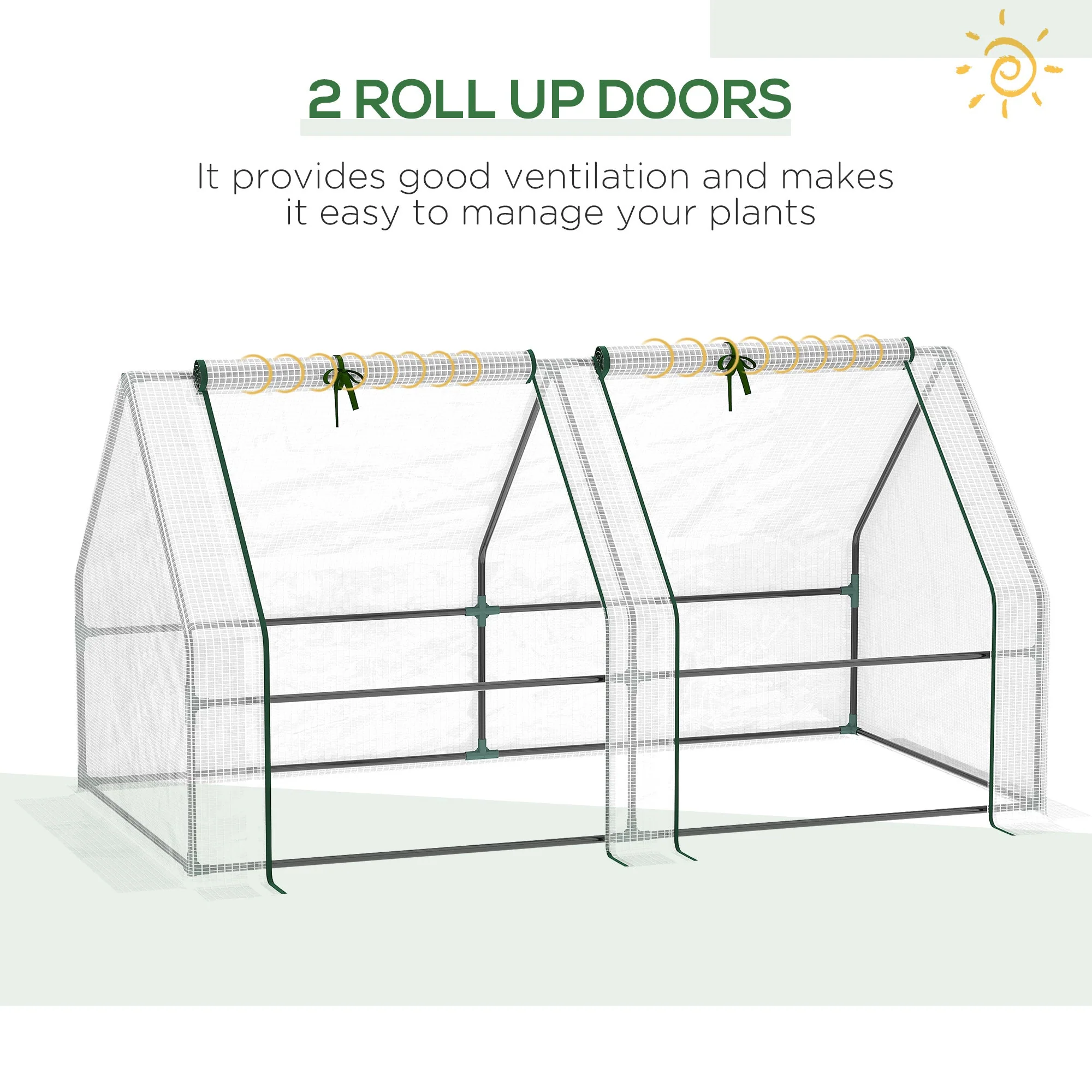 Mini Small Greenhouse with Steel Frame & PE Cover & Zippered Window Poly tunnel Steeple for Plants Vegetables - Image 7