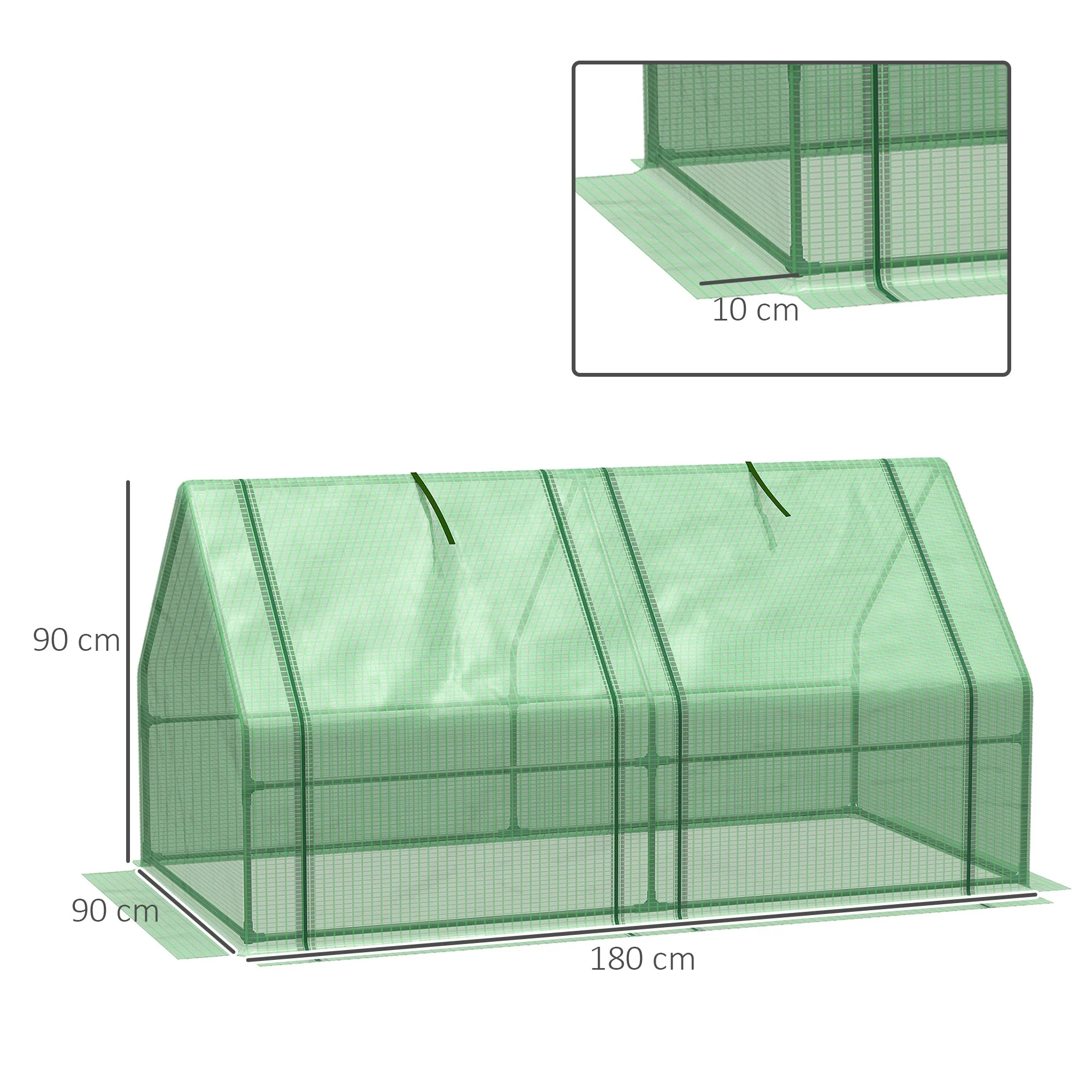 Mini Small Greenhouse with Steel Frame & PE Cover & Zippered Window Poly tunnel Steeple for Plants Vegetables - Image 3