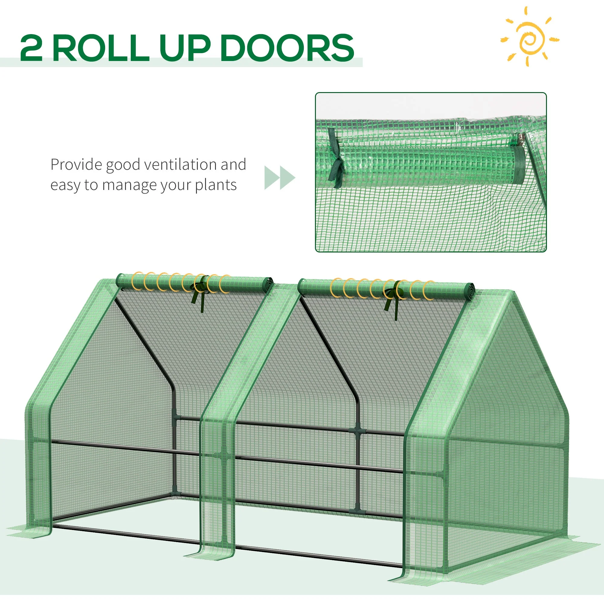 Mini Small Greenhouse with Steel Frame & PE Cover & Zippered Window Poly tunnel Steeple for Plants Vegetables - Image 7
