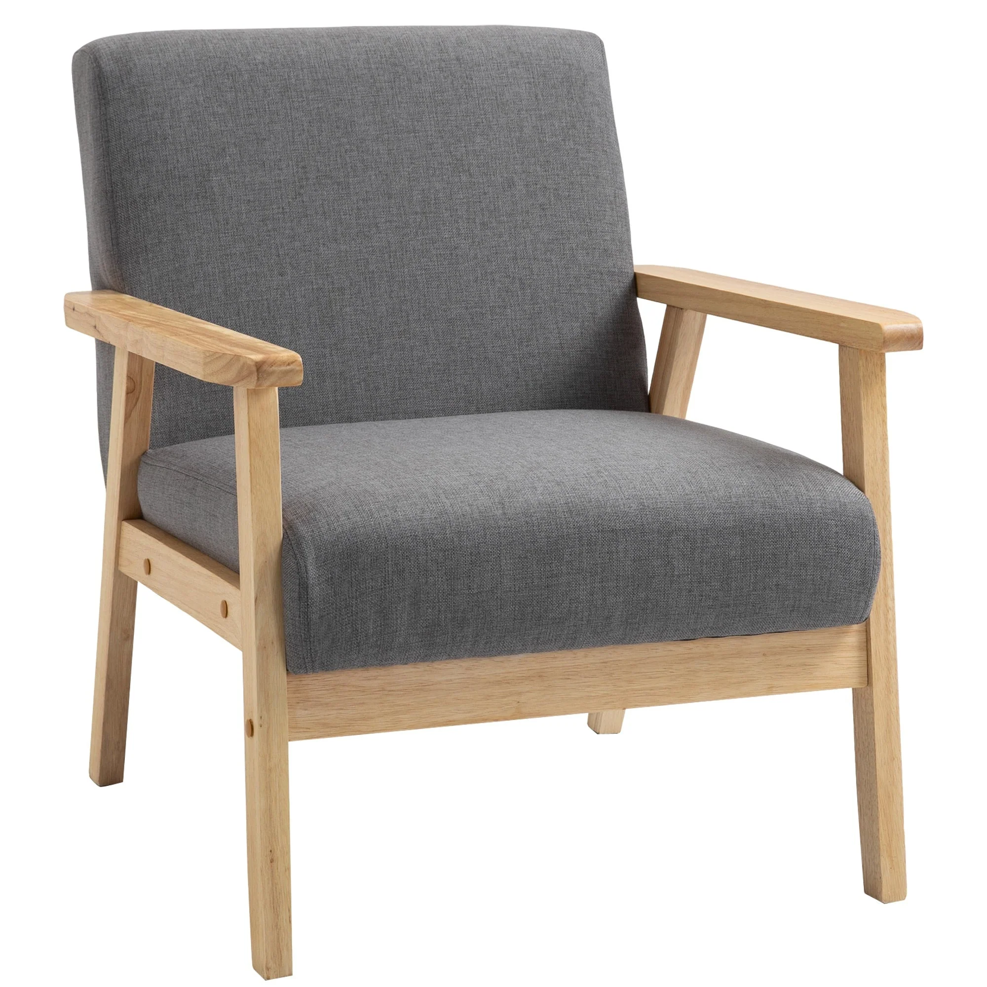Minimalistic Wooden Frame Accent Chair - Image 2
