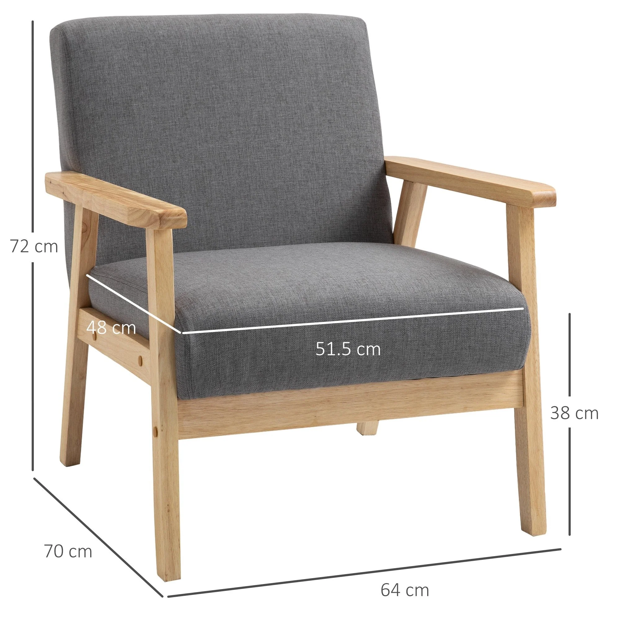 Minimalistic Wooden Frame Accent Chair - Image 3