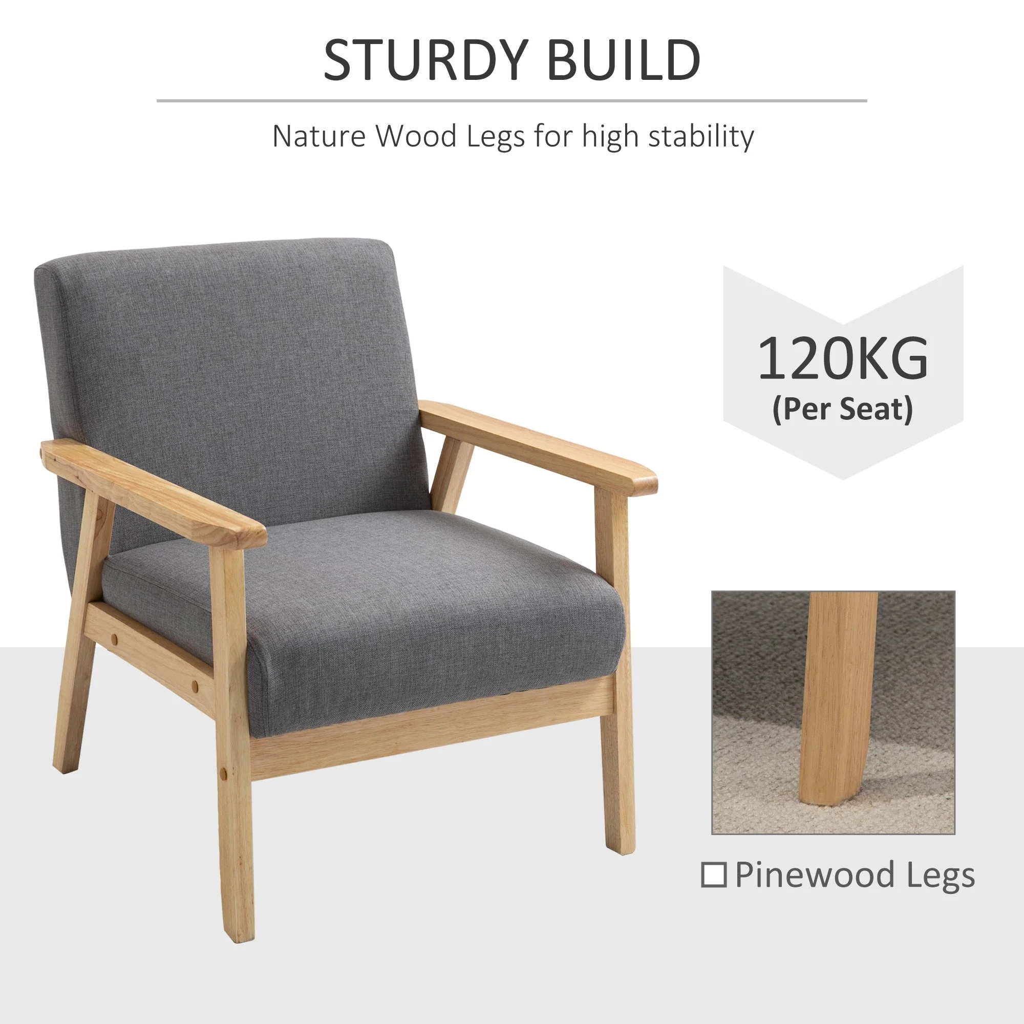 Minimalistic Wooden Frame Accent Chair - Image 5