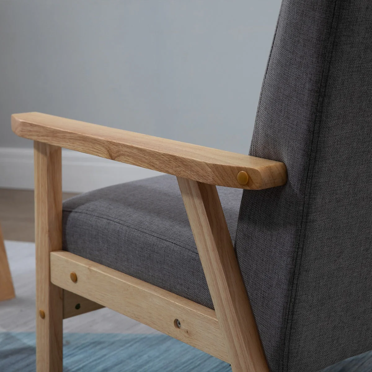 Minimalistic Wooden Frame Accent Chair - Image 7