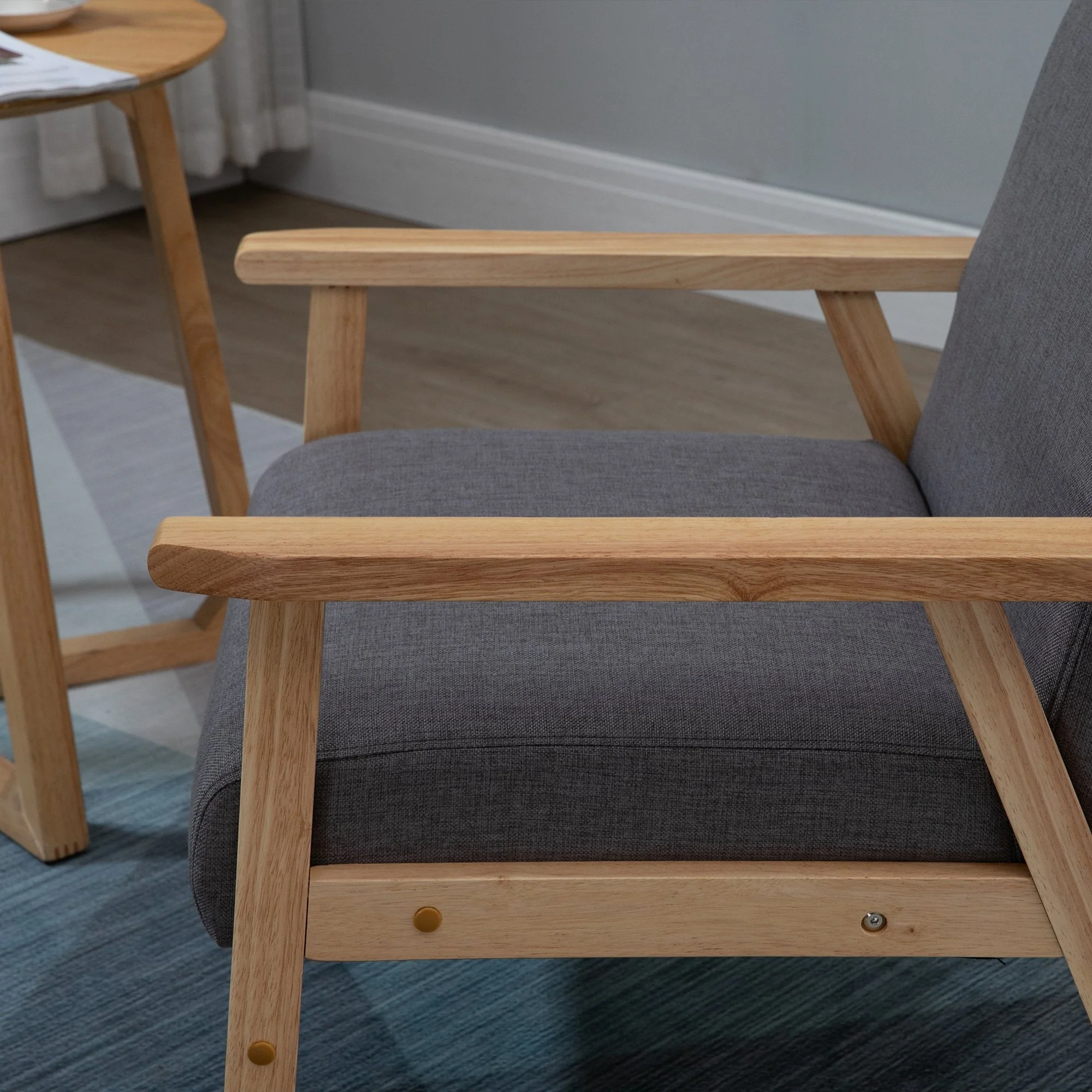 Minimalistic Wooden Frame Accent Chair - Image 8