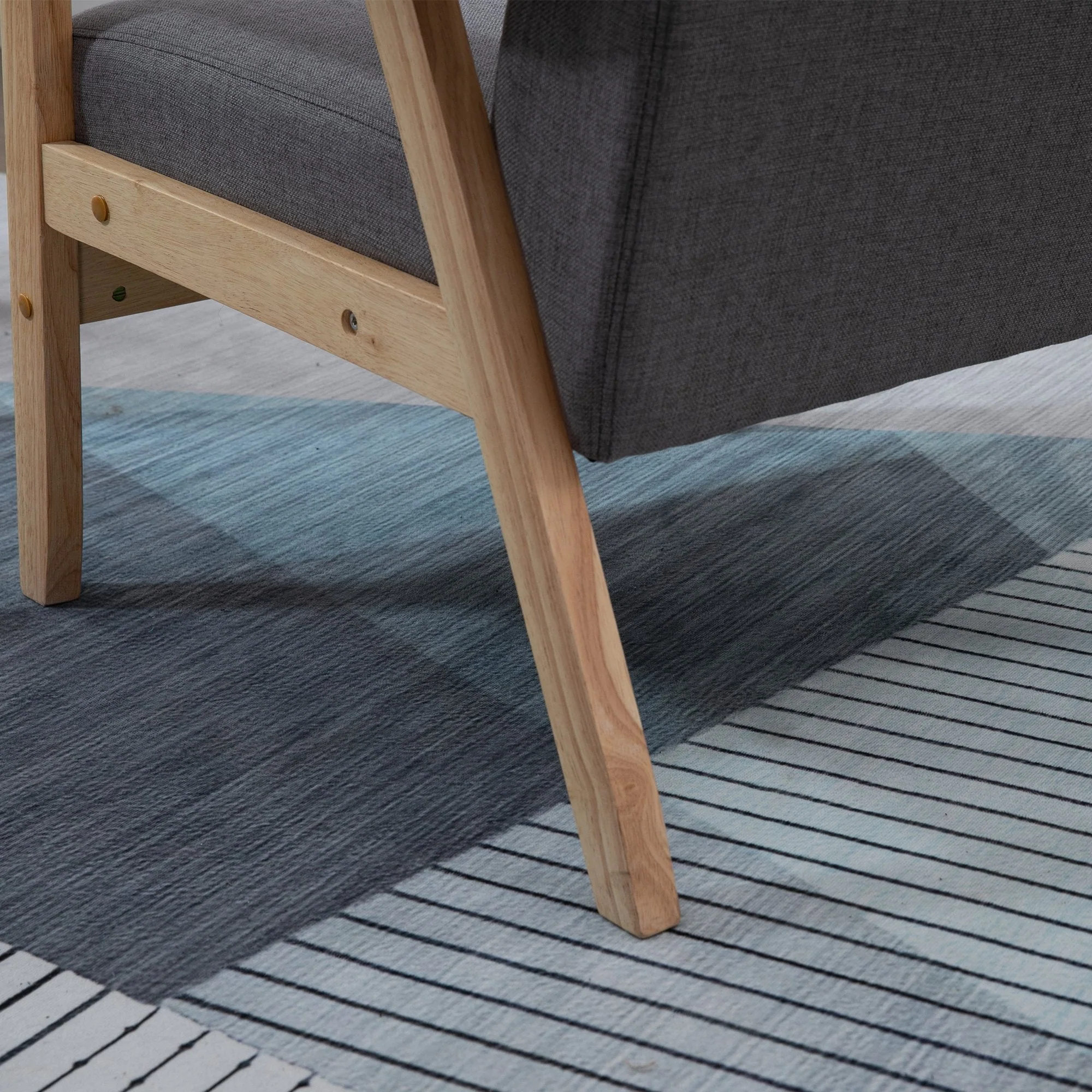 Minimalistic Wooden Frame Accent Chair - Image 9