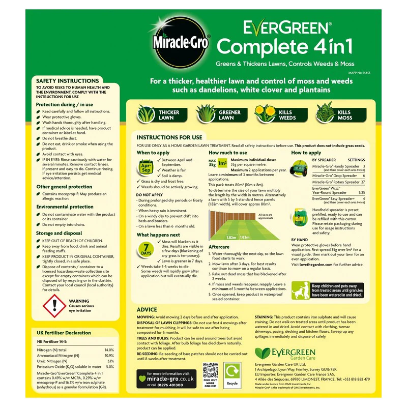 Miracle Gro 2.8kg 4-in-1 Complete Lawn Feed - 80 Square Metres Coverage - Image 2