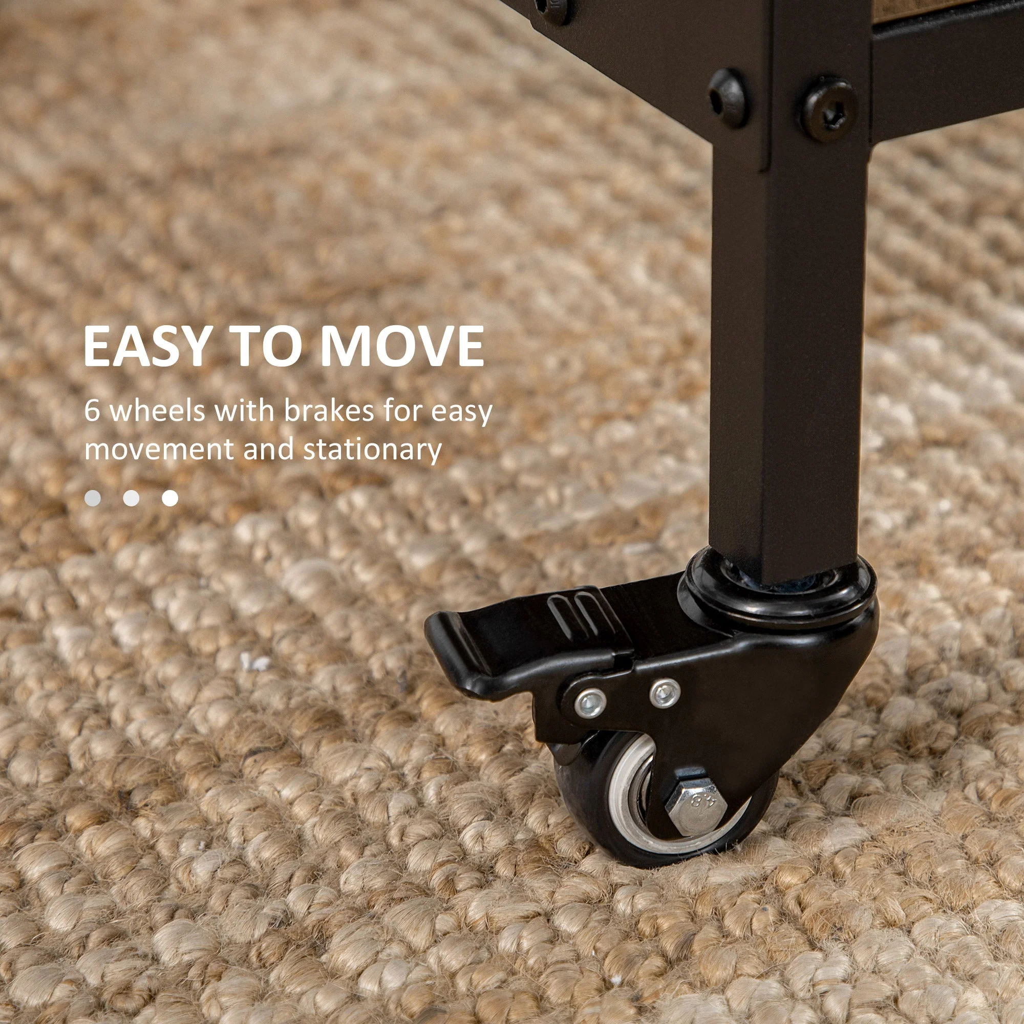Mobile Drop Leaf Table Folding Kitchen Table Extendable Dining Table For Small Spaces With 6 Wheels & Storage Shelf - Image 7