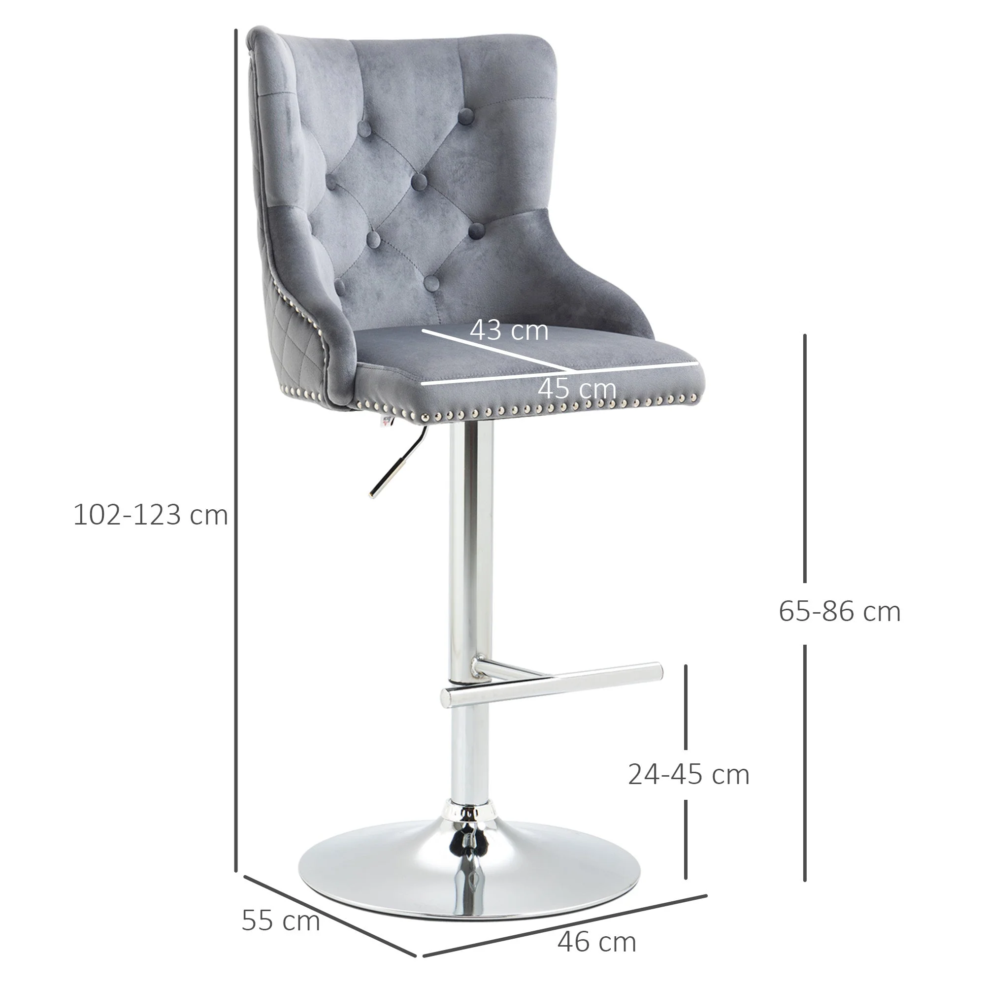 Modern Adjustable Bar Stools Set of 2 - Image 3