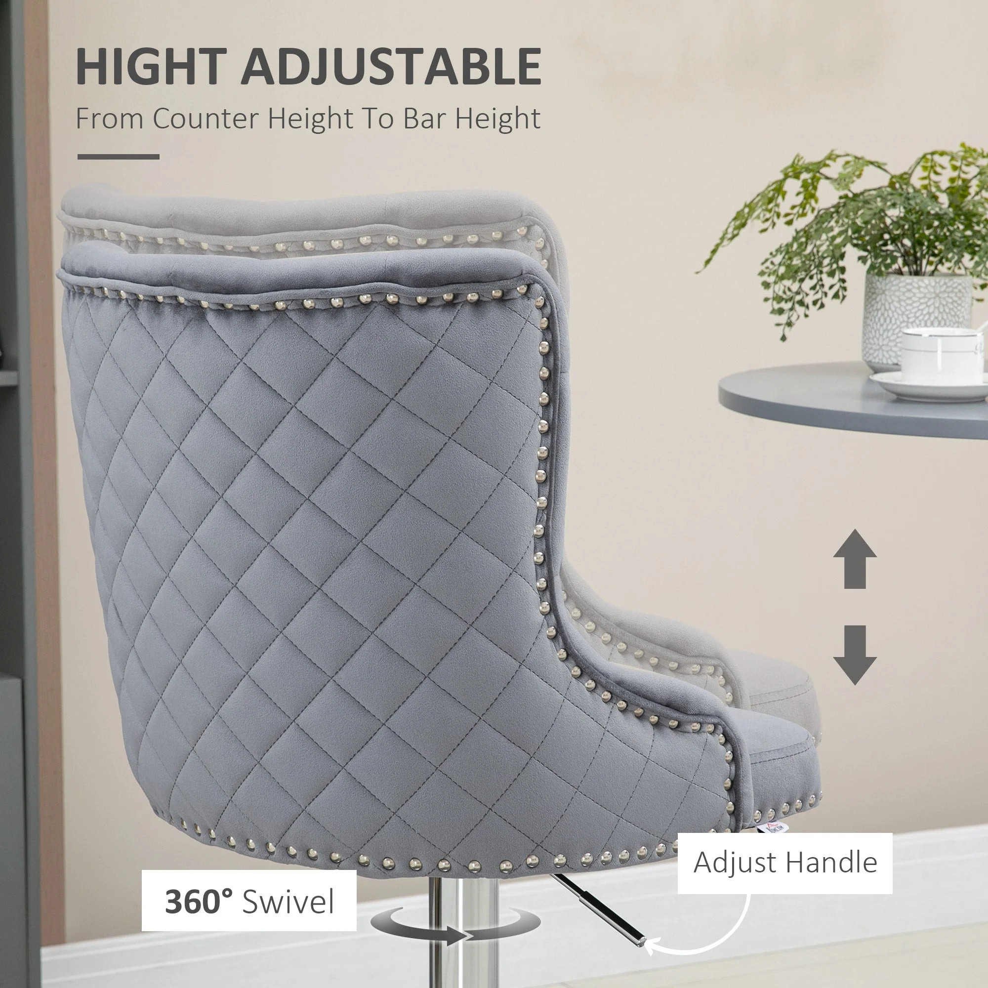 Modern Adjustable Bar Stools Set of 2 - Image 5