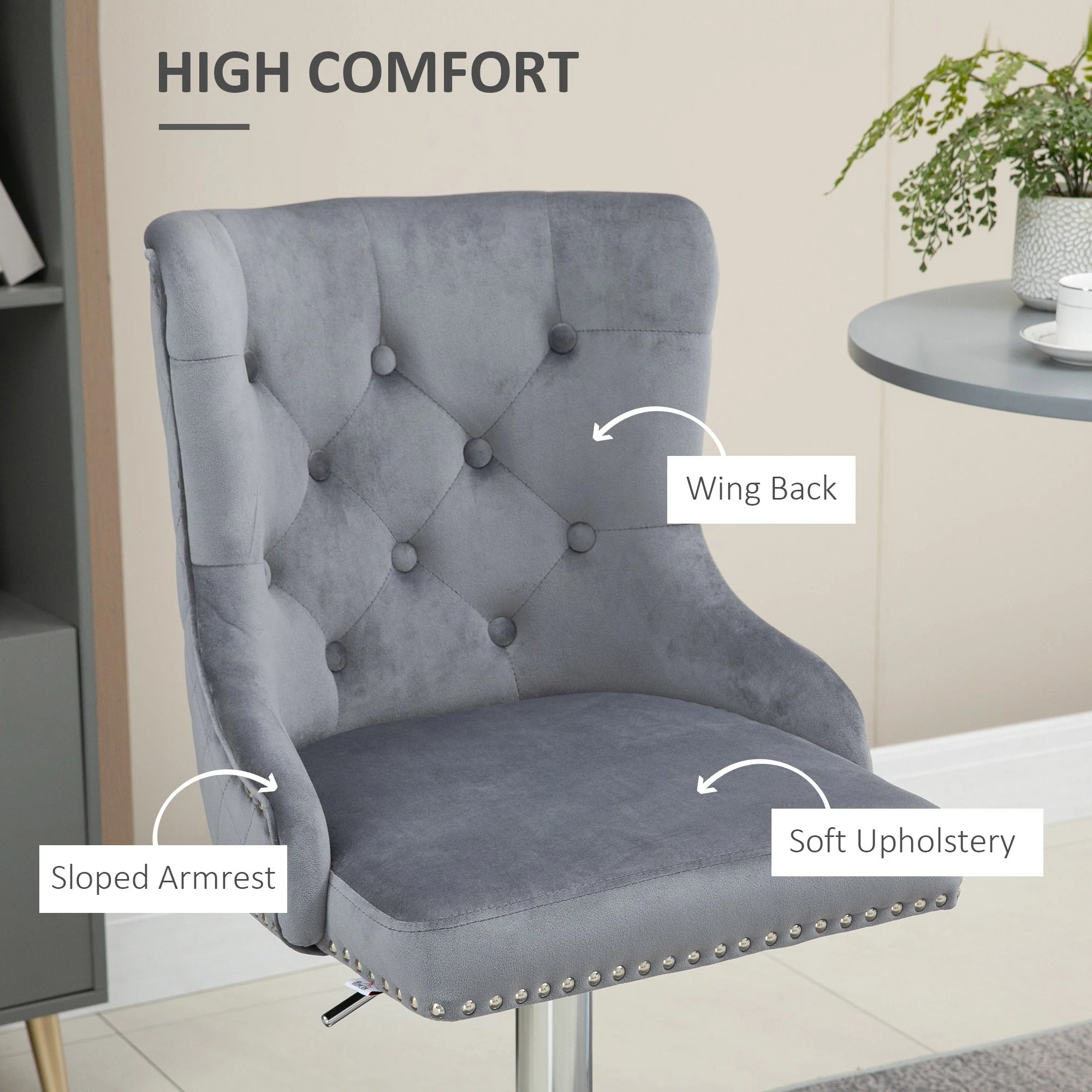 Modern Adjustable Bar Stools Set of 2 - Image 6