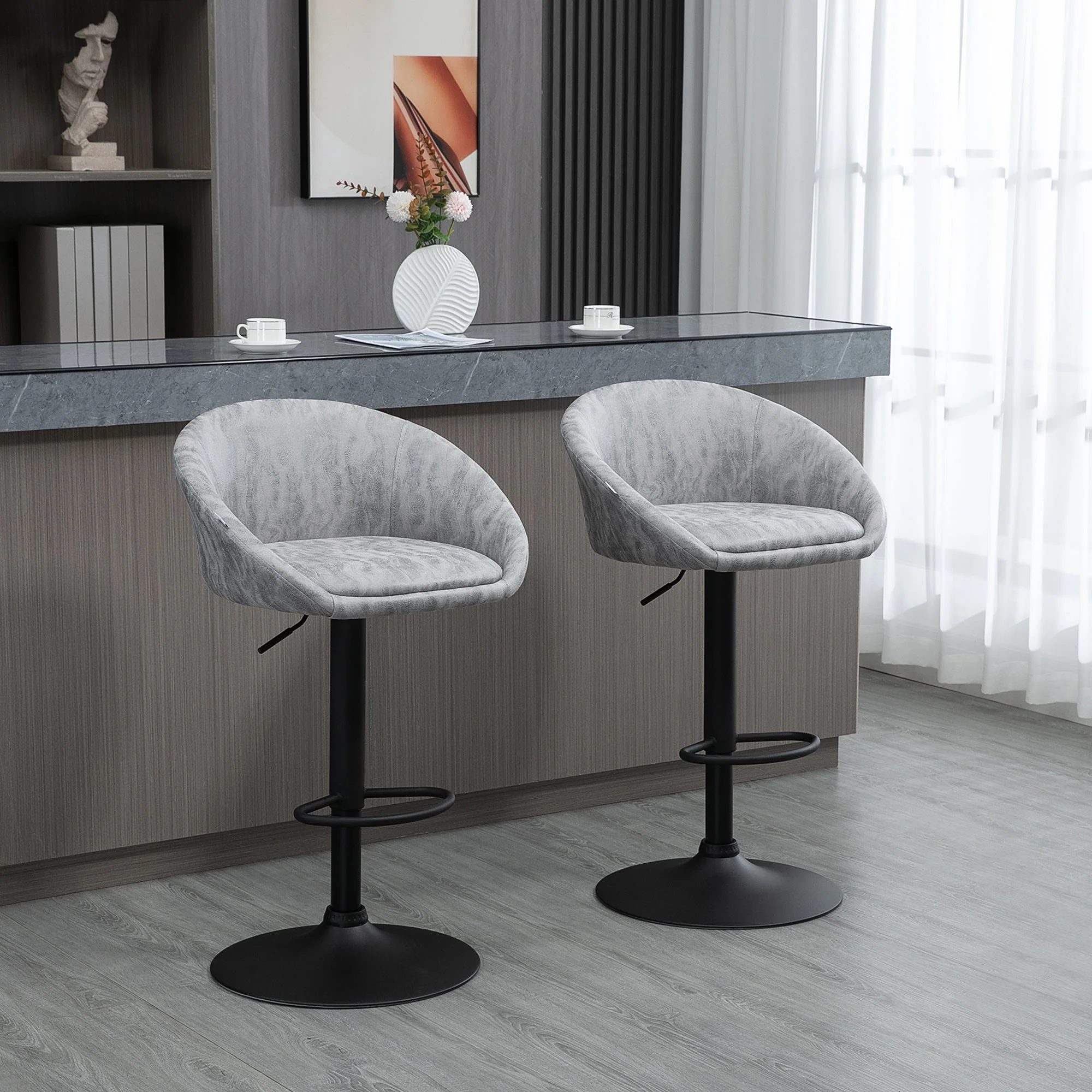 Modern Adjustable Bar Stools Set of 2 - Image 2