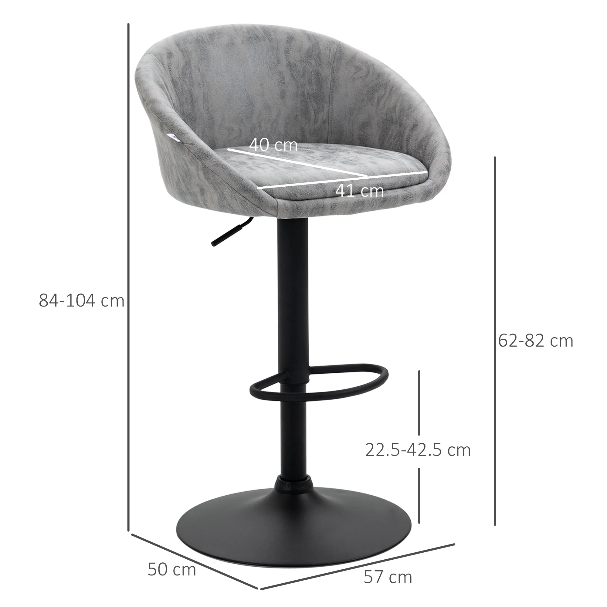 Modern Adjustable Bar Stools Set of 2 - Image 3