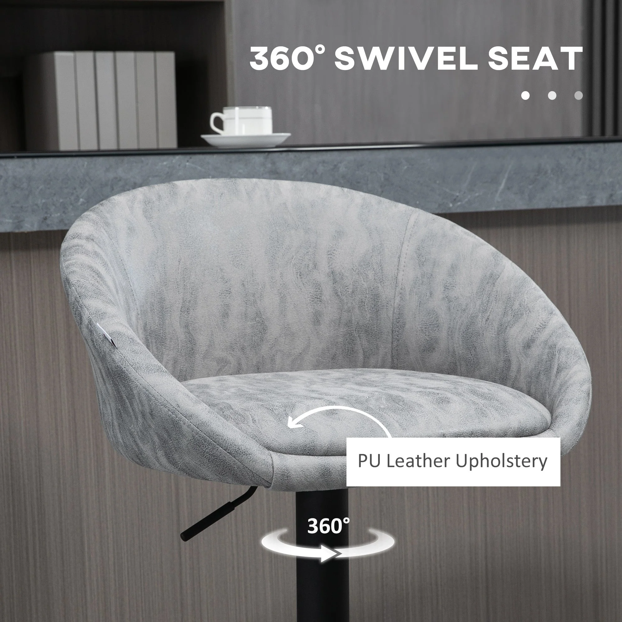 Modern Adjustable Bar Stools Set of 2 - Image 4