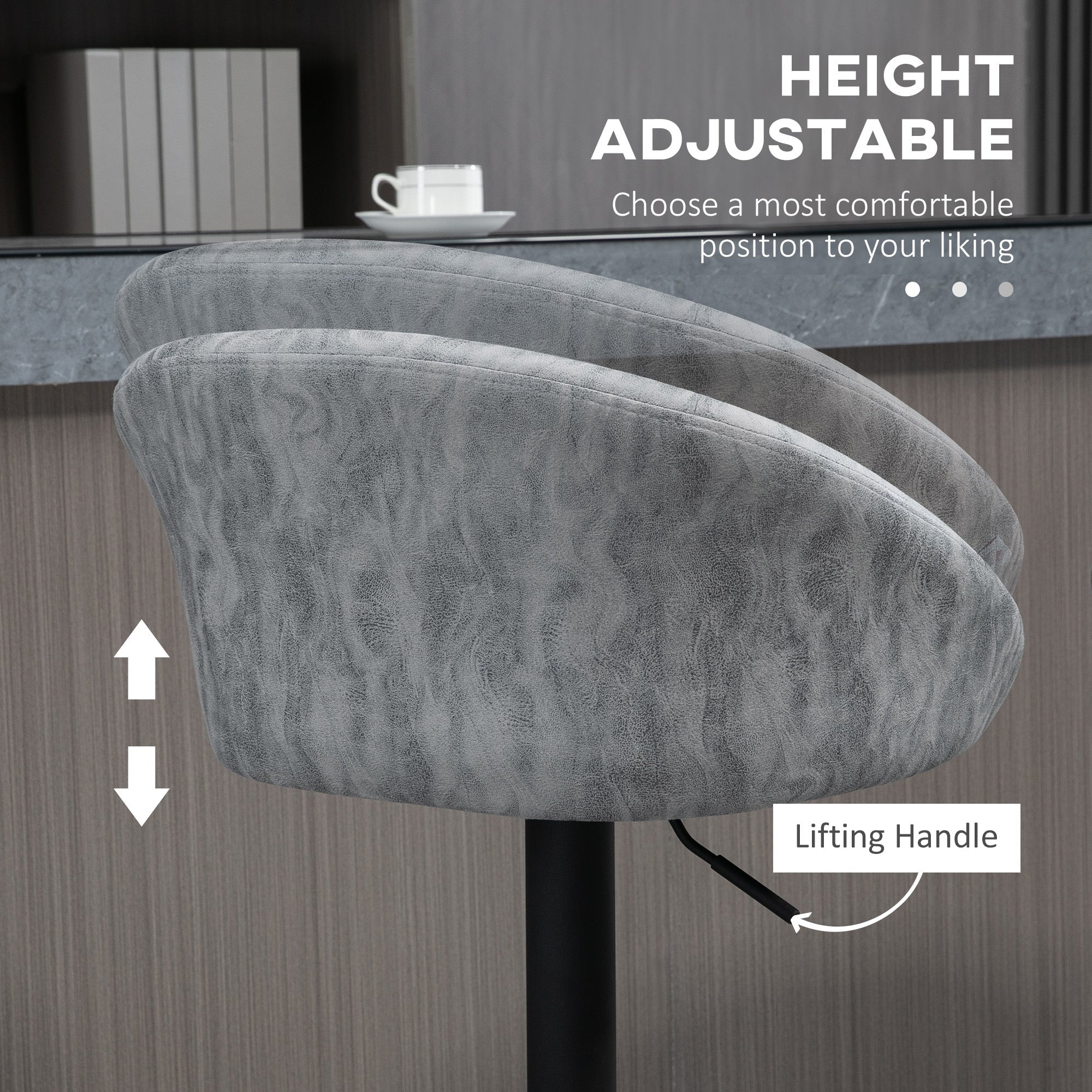 Modern Adjustable Bar Stools Set of 2 - Image 5