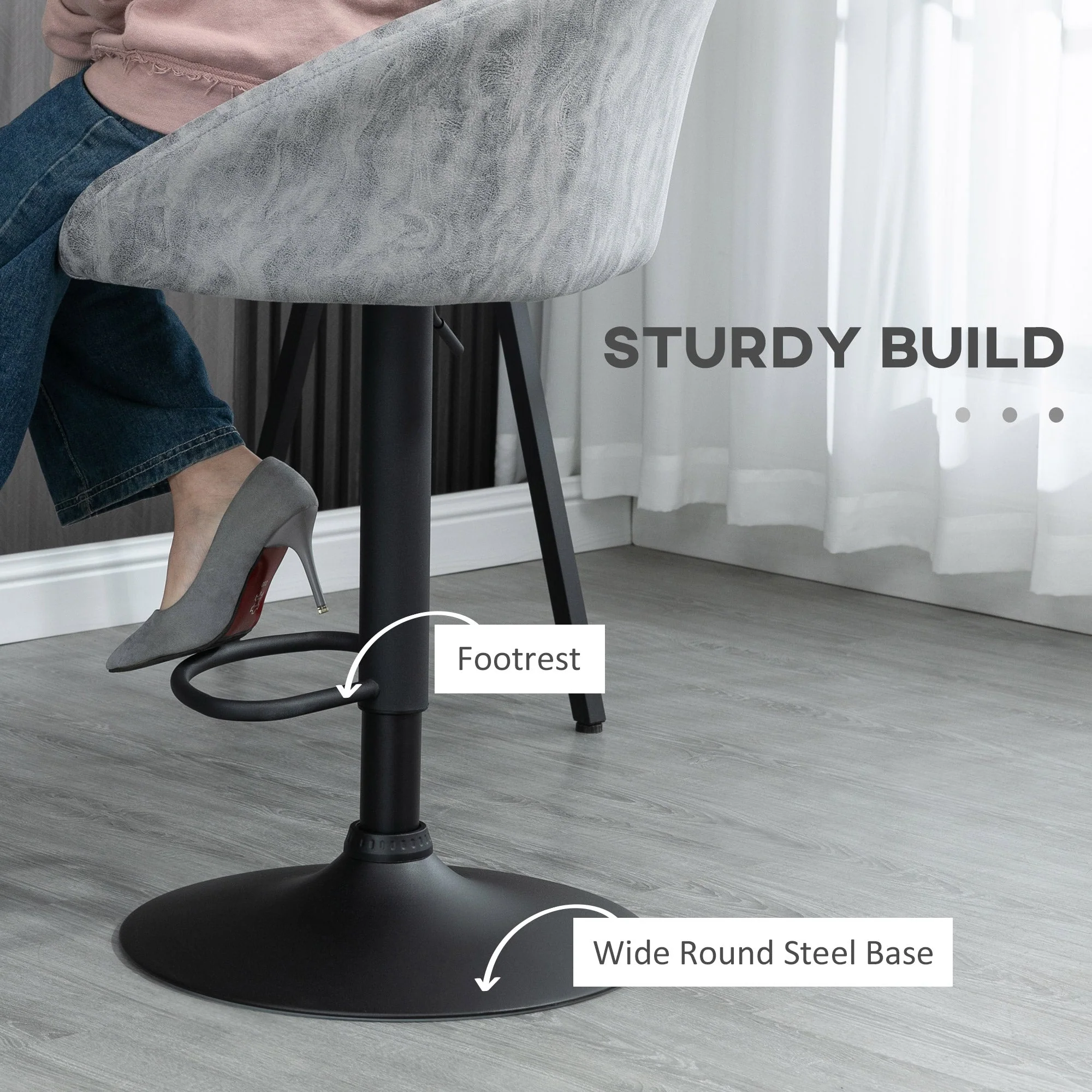 Modern Adjustable Bar Stools Set of 2 - Image 6