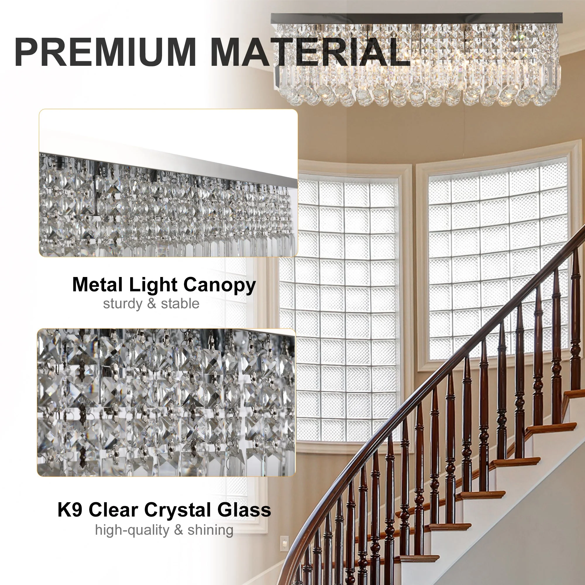 Modern Crystal Ceiling Light Square Chandelier for Home Office Hotel Silver - Image 4