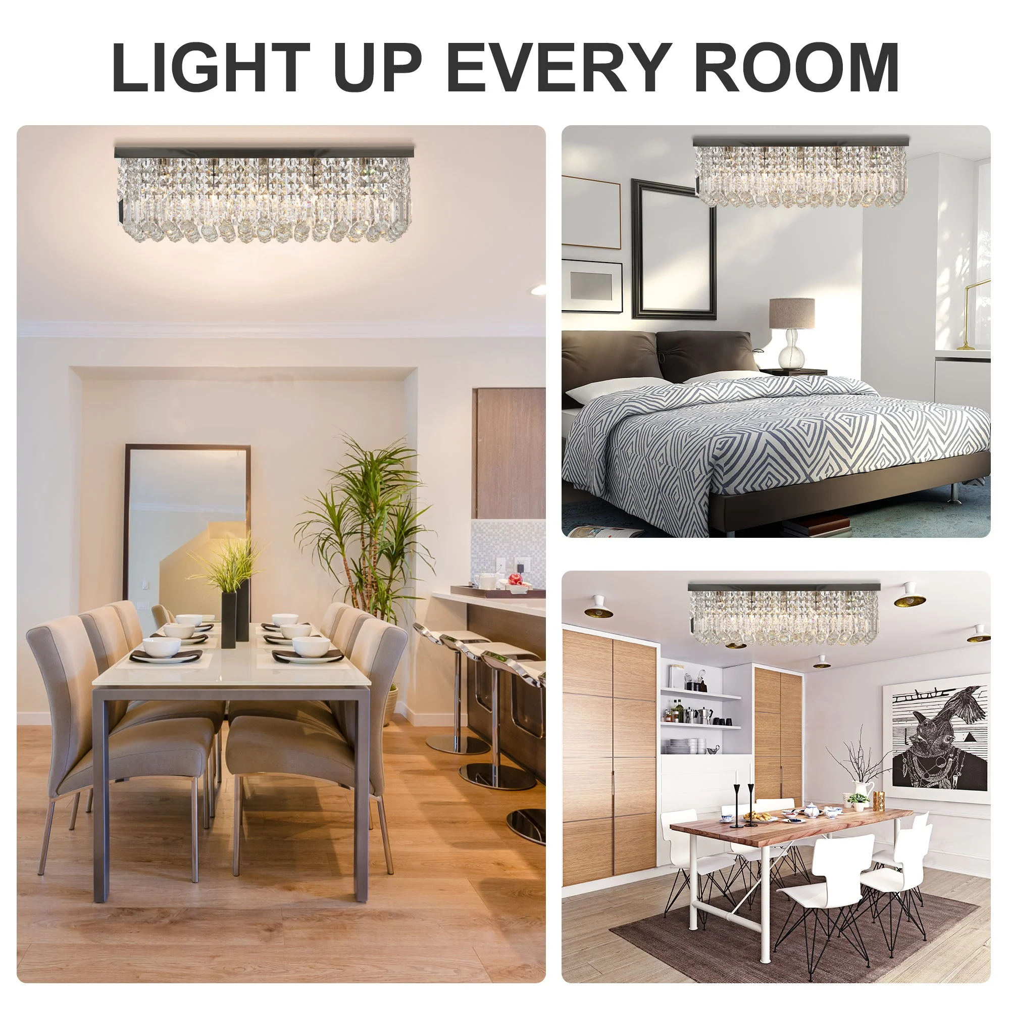 Modern Crystal Ceiling Light Square Chandelier for Home Office Hotel Silver - Image 7