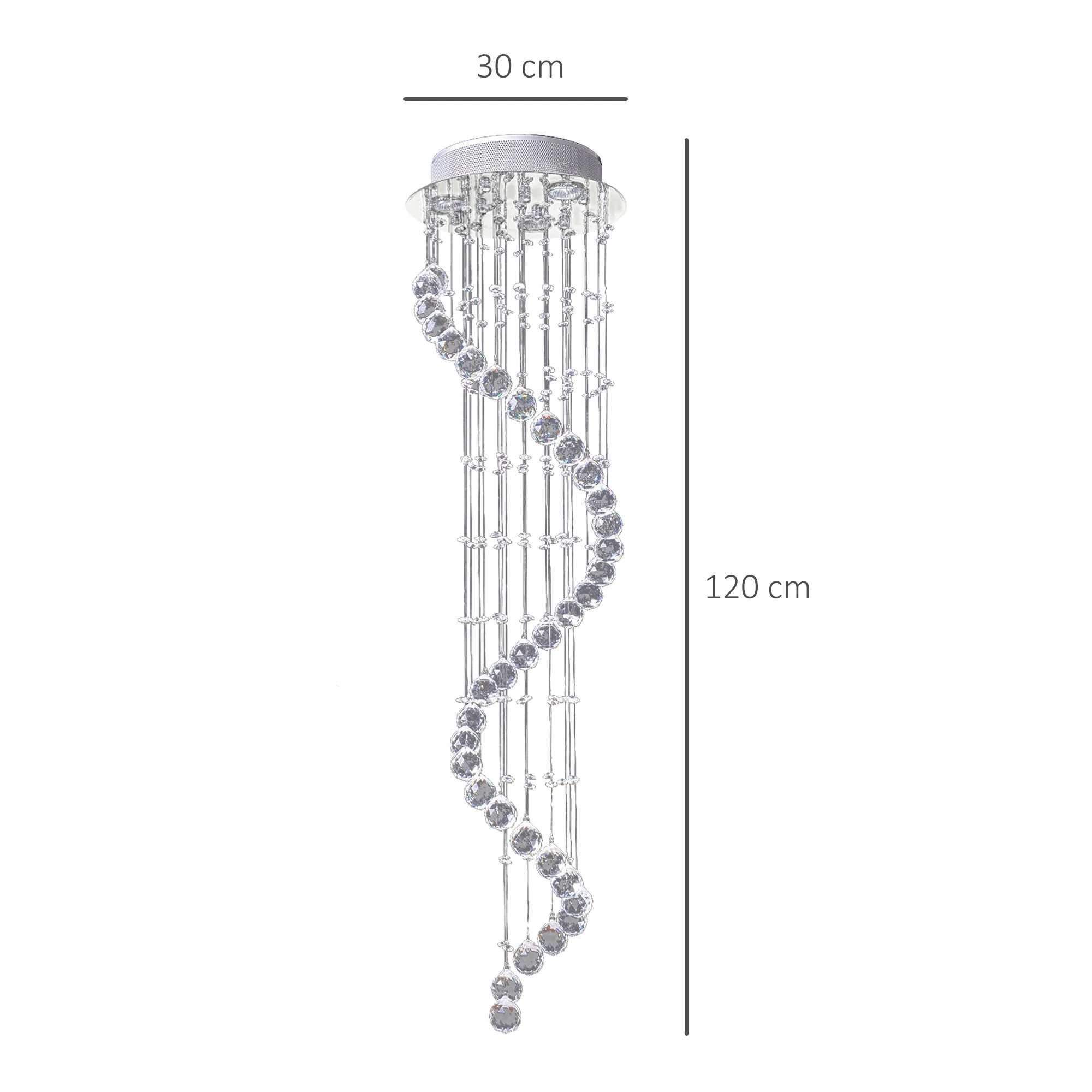 Modern Crystal Chandelier Ceiling Light Pendant Lamp Chrome Finish Glass Droplets New - Image 3
