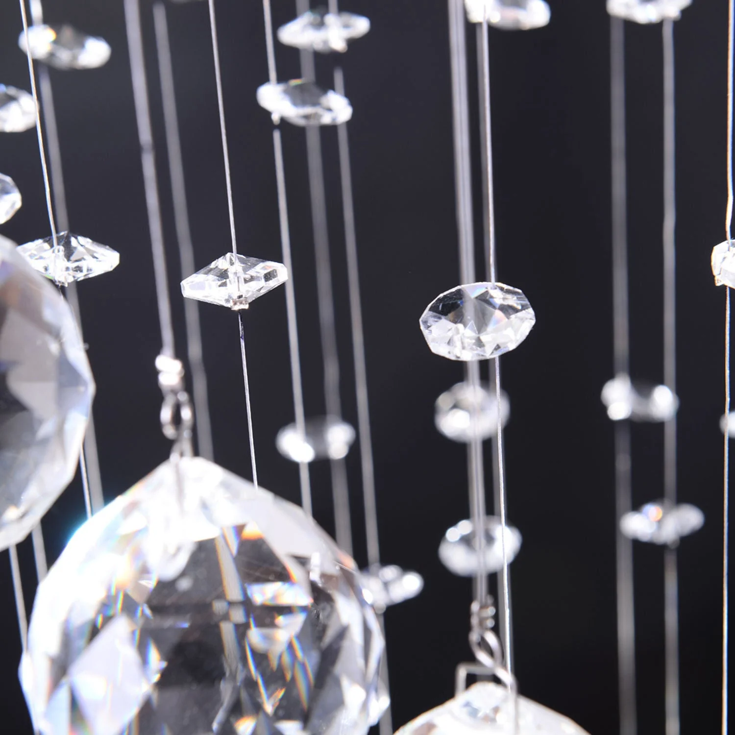 Modern Crystal Chandelier Ceiling Light Pendant Lamp Chrome Finish Glass Droplets New - Image 8