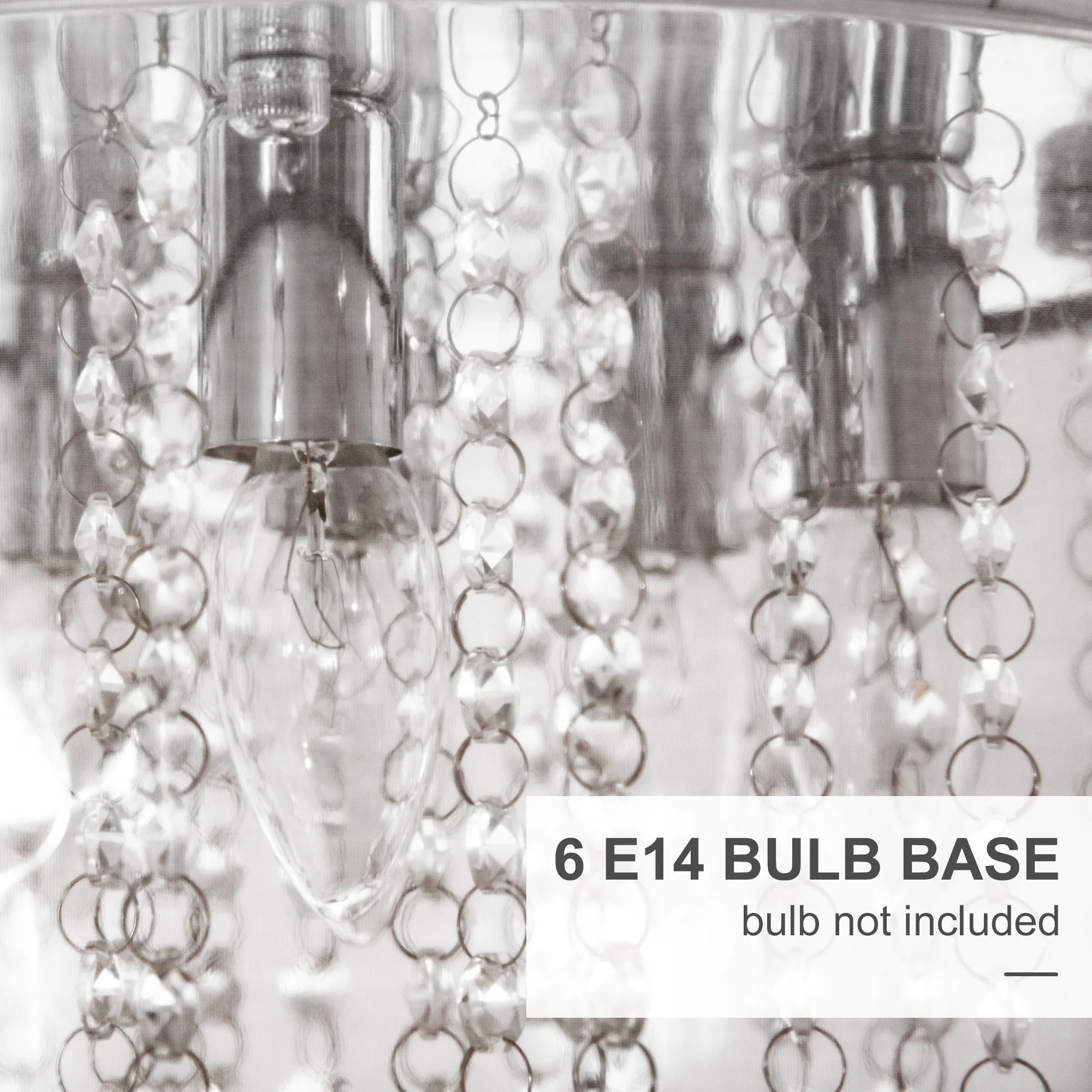 Modern Crystal Chandelier Flush Mount Ceiling Light with Drum Shade for Living Room Bedroom Dining Room Silver - Image 3