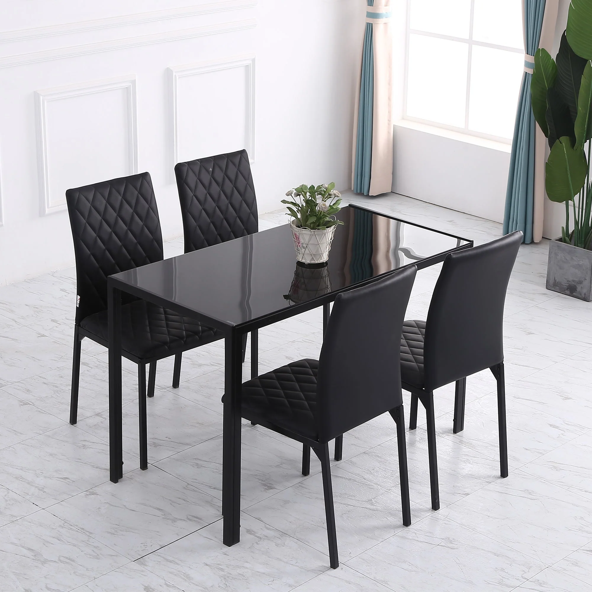 Modern Dining Chairs Upholstered Faux Leather Accent Chairs with Metal Legs for Kitchen - Image 6