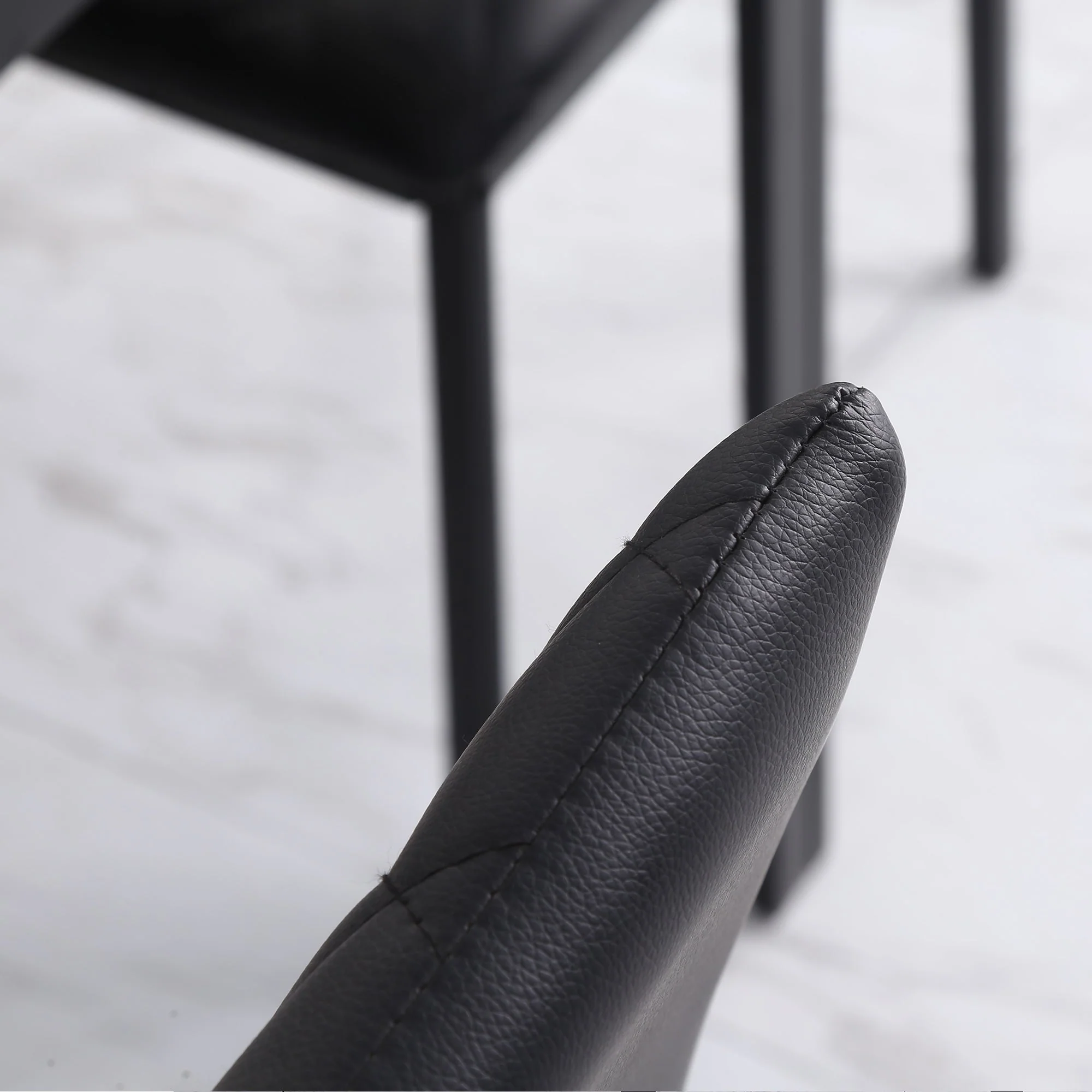 Modern Dining Chairs Upholstered Faux Leather Accent Chairs with Metal Legs for Kitchen - Image 8