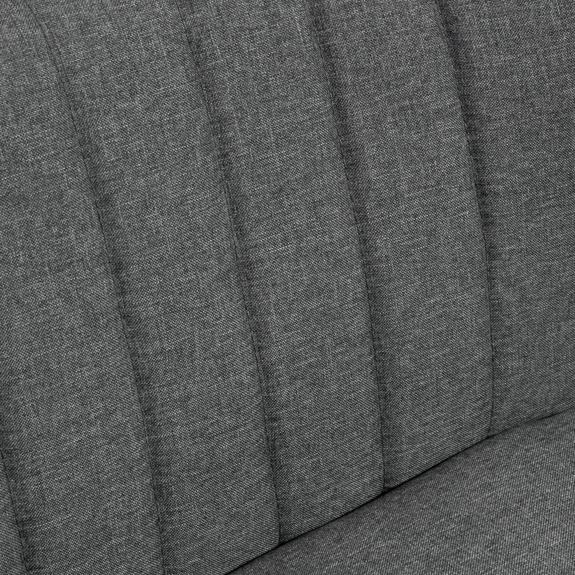 Modern Double Seat Sofa Loveseat Couch 2 Seater Compact Sofa Padded Linen Wood Leg Dark Grey - Image 7