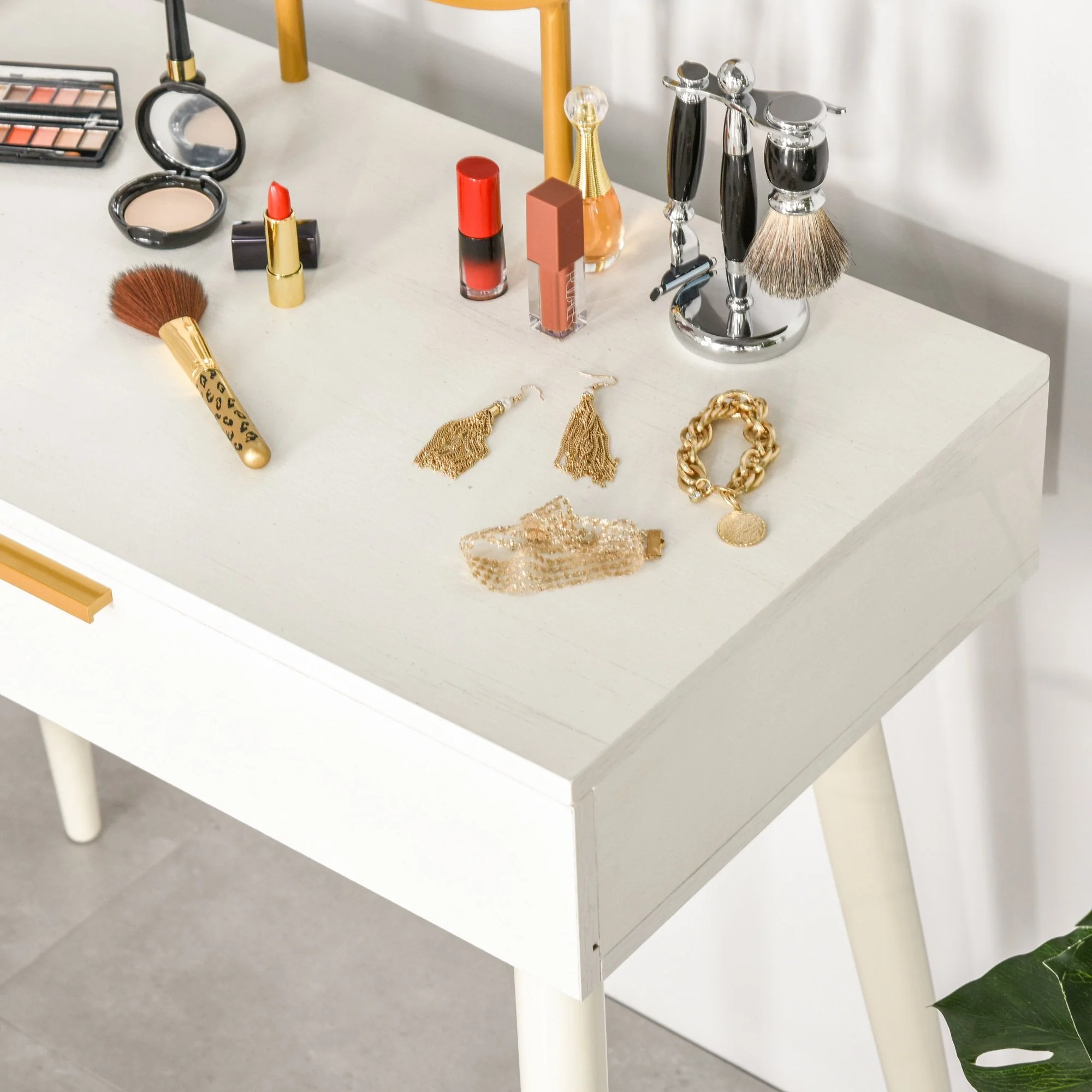 Modern Dressing Table with Round Mirror - Image 9
