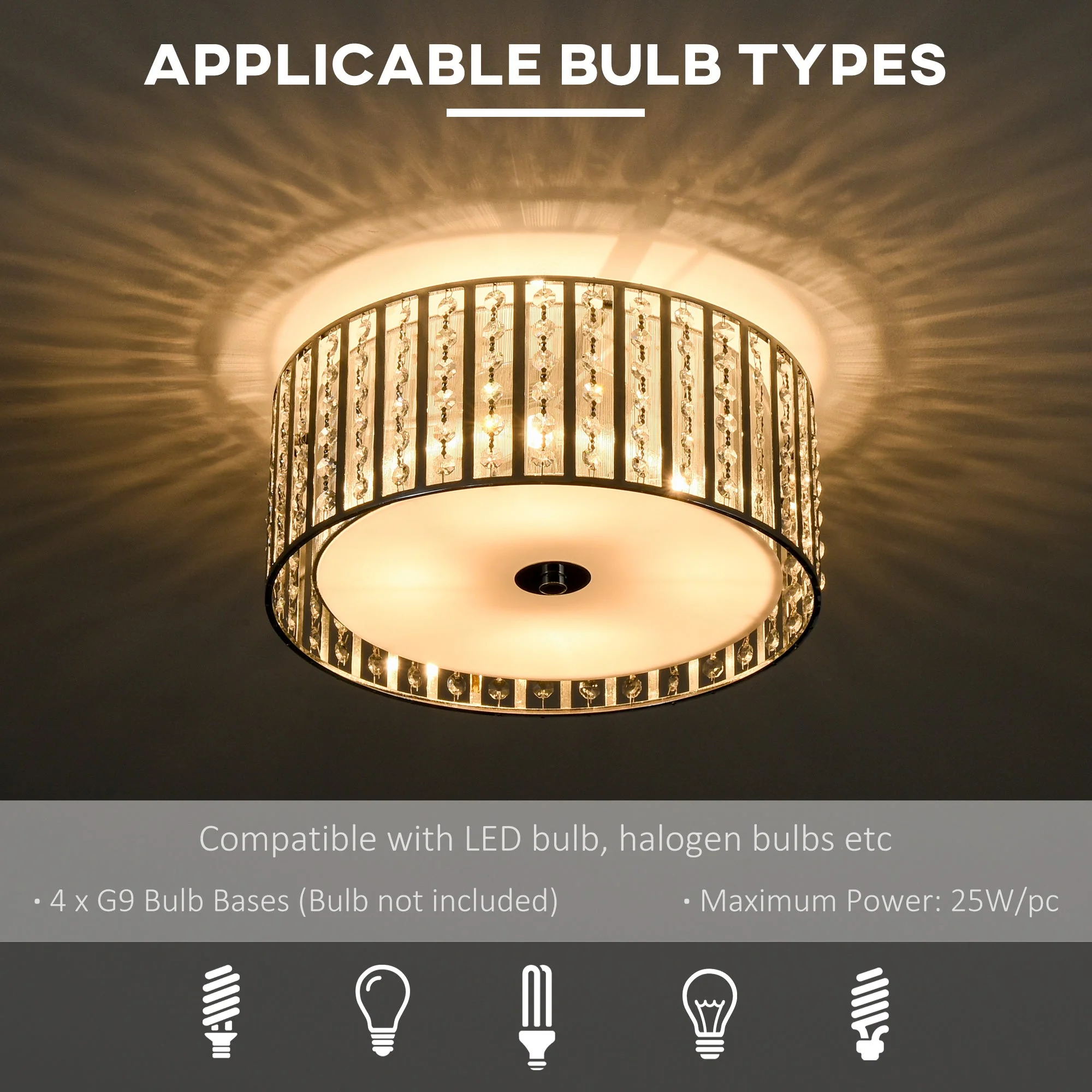 Modern K9 Crystal Chandelier Ceiling Light with Double Layer Lampshade - Image 7