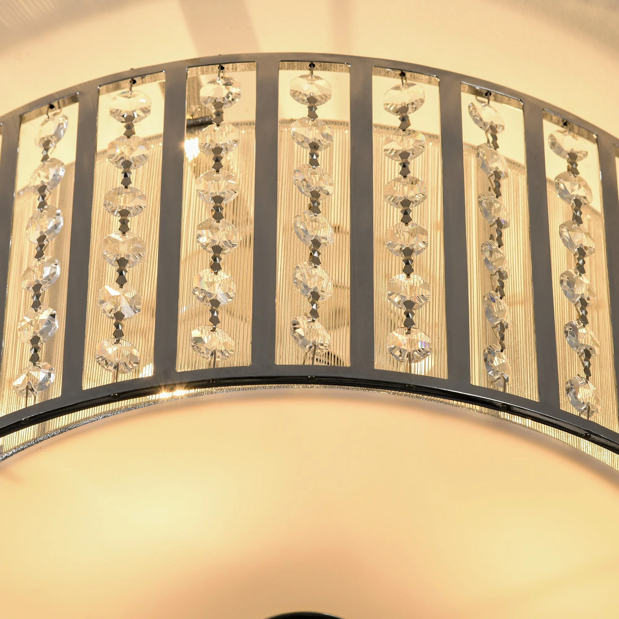 Modern K9 Crystal Chandelier Ceiling Light with Double Layer Lampshade - Image 8