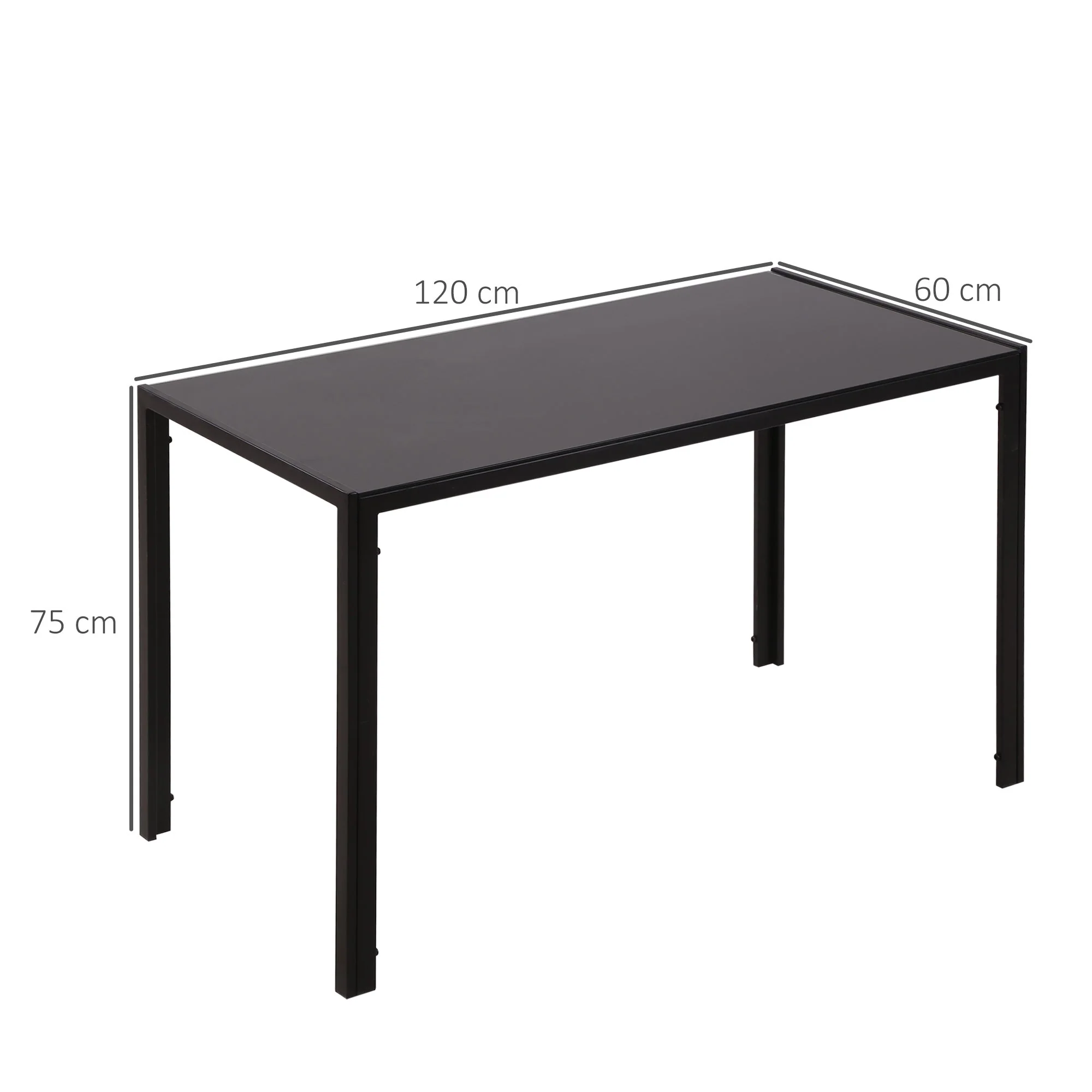 Modern Rectangular Dining Table for 4 People Glass Kitchen Table with Tempered Glass Top and Metal Legs for Dining Room - Image 3