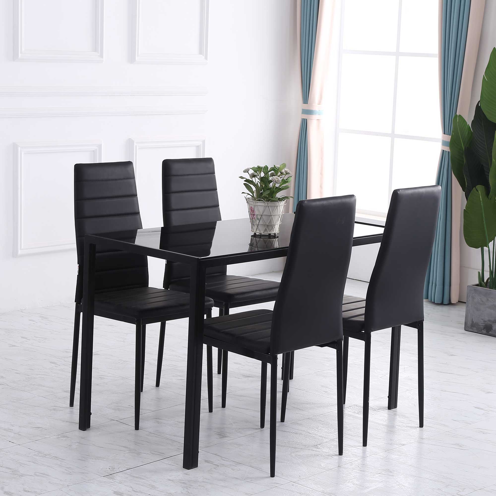 Modern Rectangular Dining Table for 4 People Glass Kitchen Table with Tempered Glass Top and Metal Legs for Dining Room - Image 6