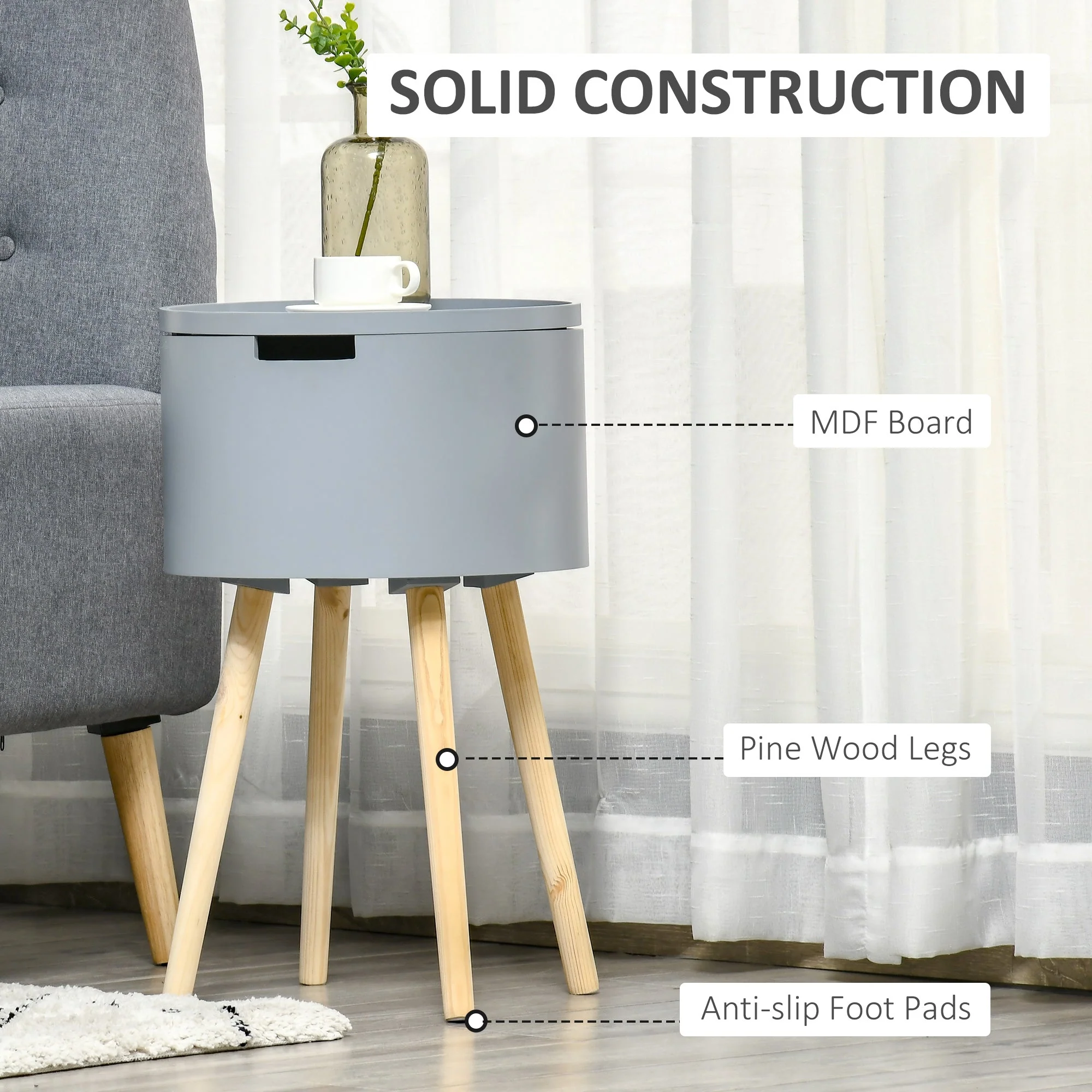 Modern Side Table with Hidden Storage Space - Image 6