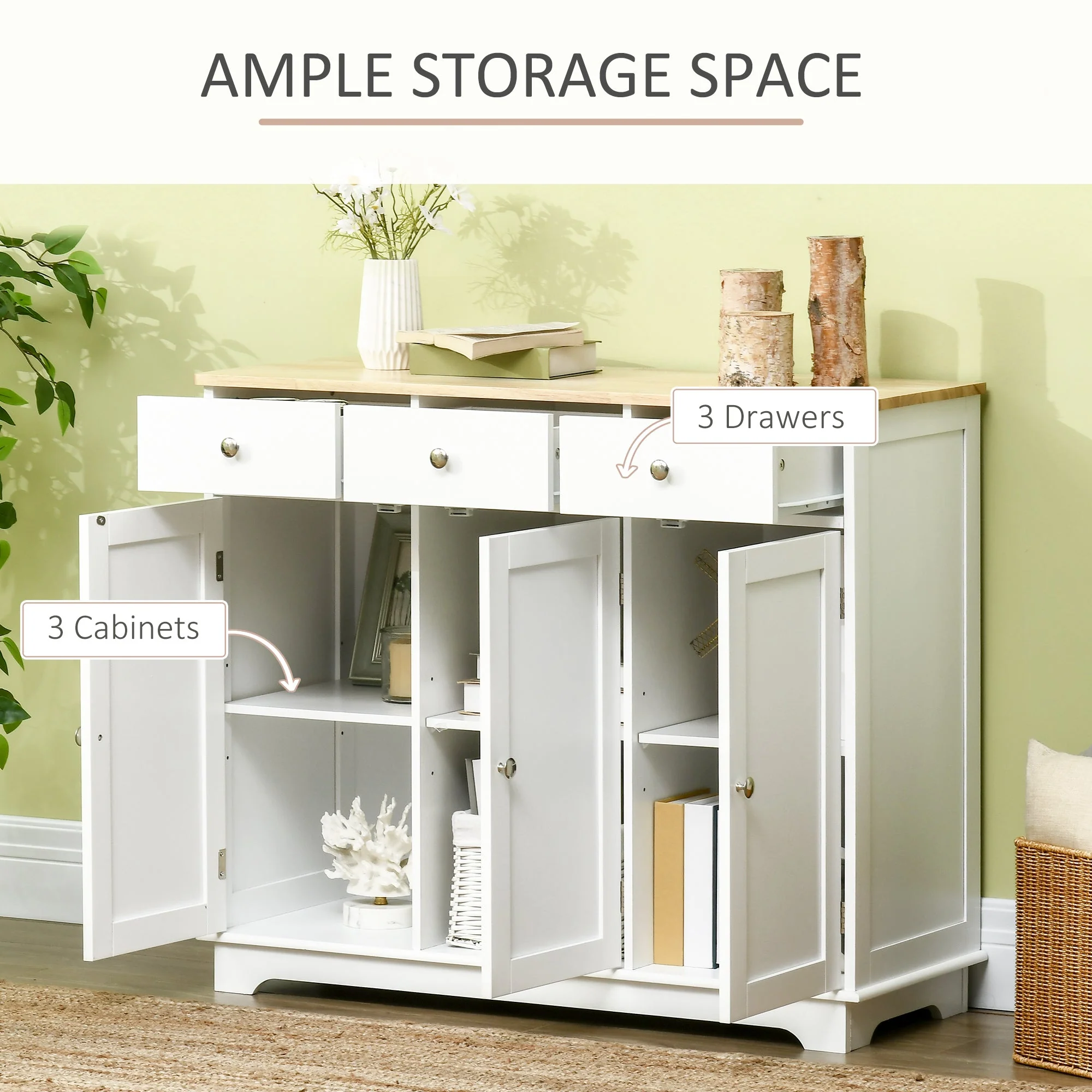 Modern Sideboard with Rubberwood Top - Image 4