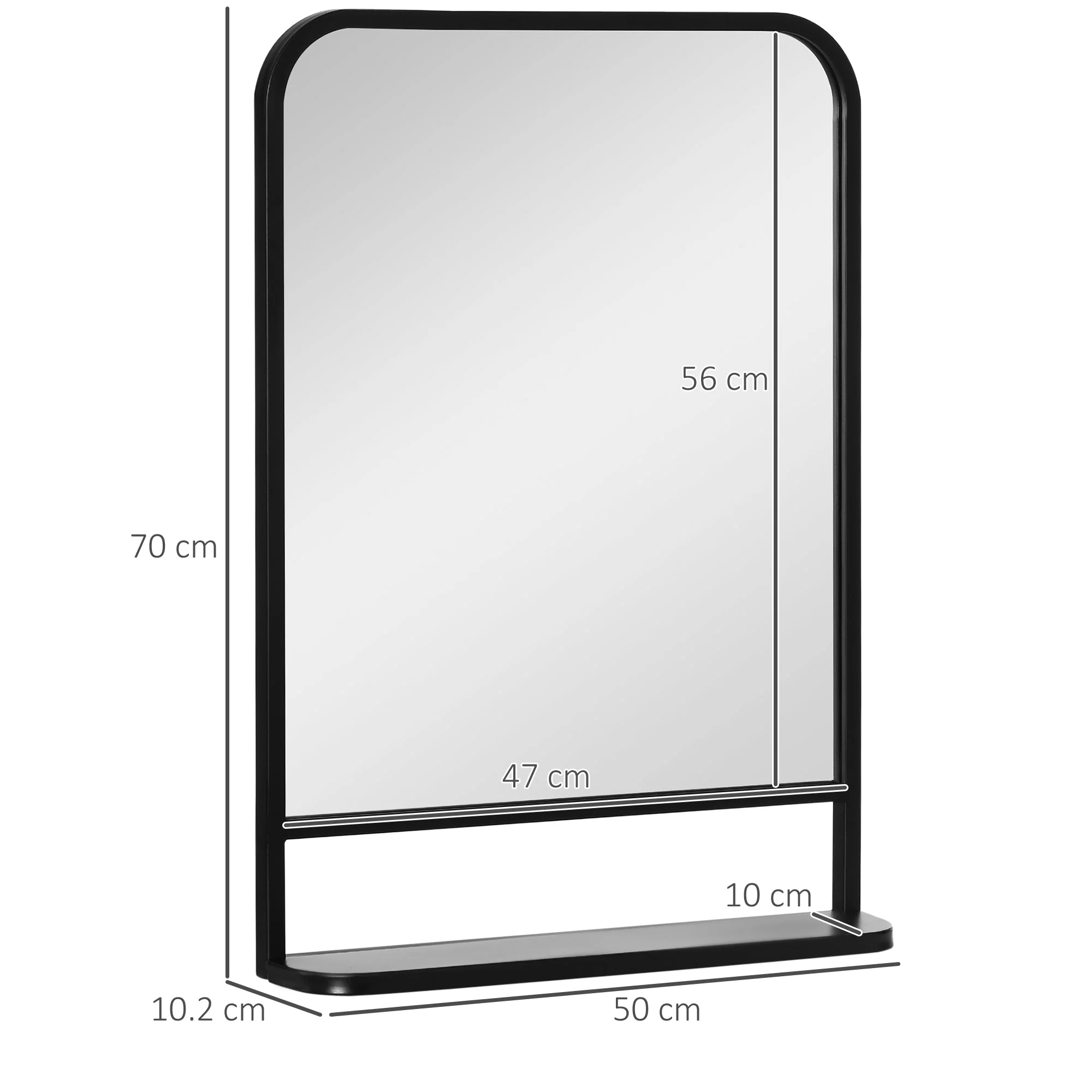 Modern Square Wall Mirror with Storage Shelf - Image 3