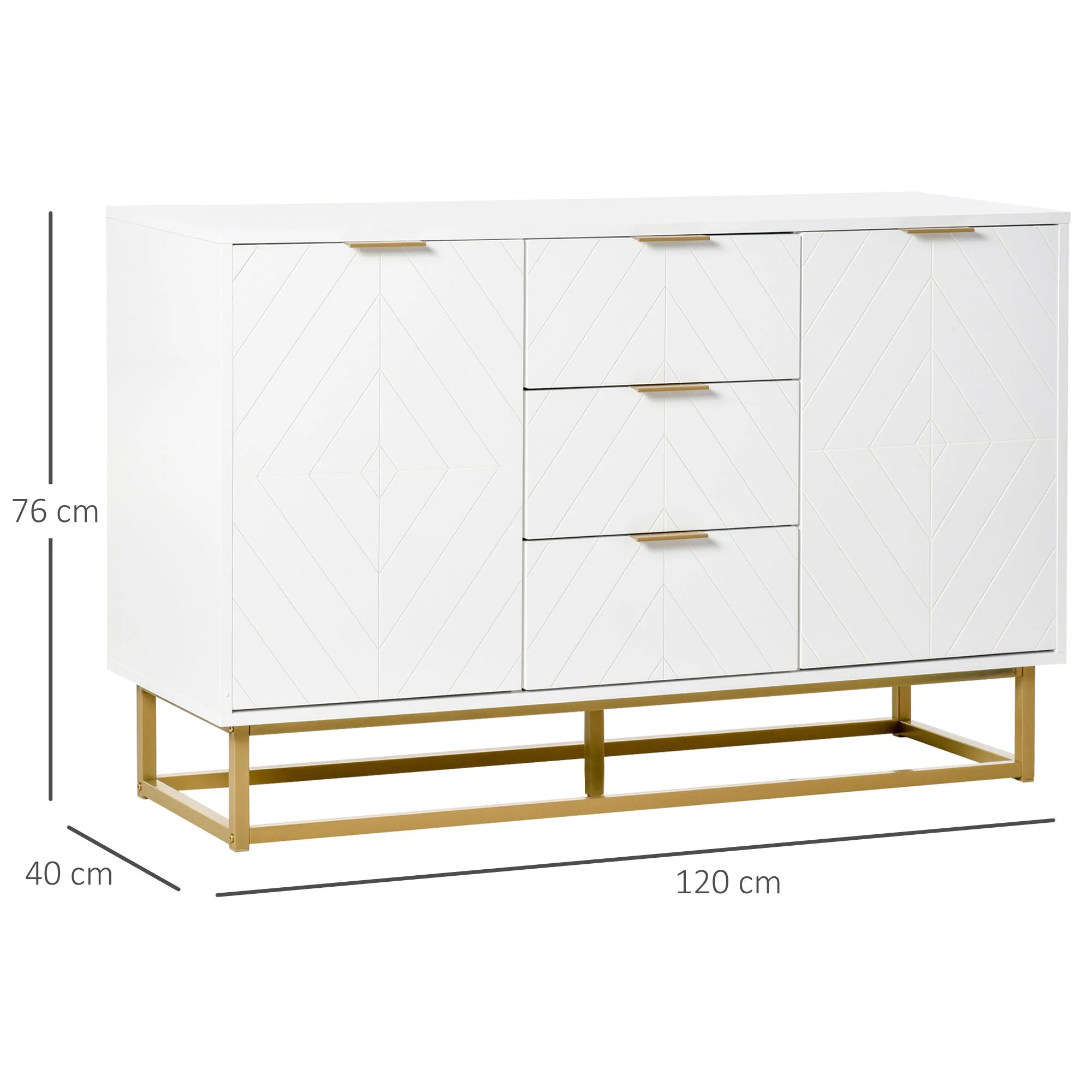 Modern Storage Cabinet Freestanding Cupboard with 3 Drawers for Dining Room - Image 2