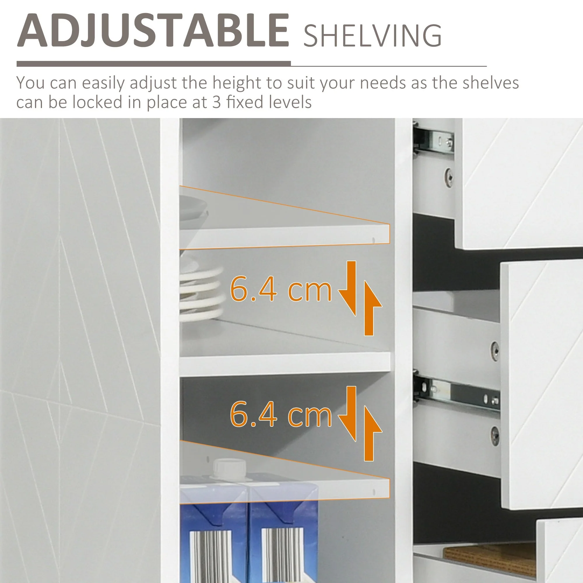 Modern Storage Cabinet Freestanding Cupboard with 3 Drawers for Dining Room - Image 4