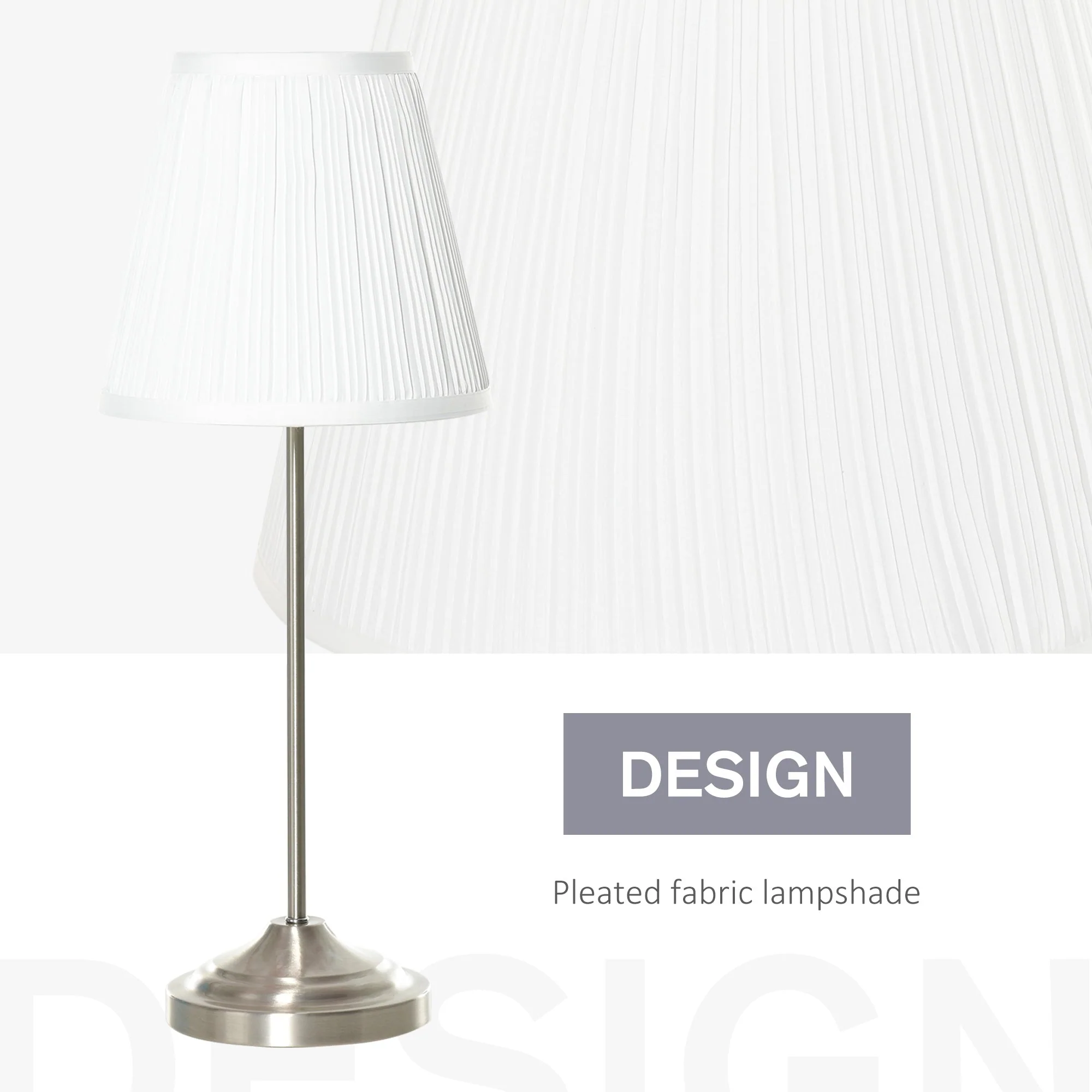 Modern Table Lamp with Pleated Fabric Lampshade and Metal Base - Image 4