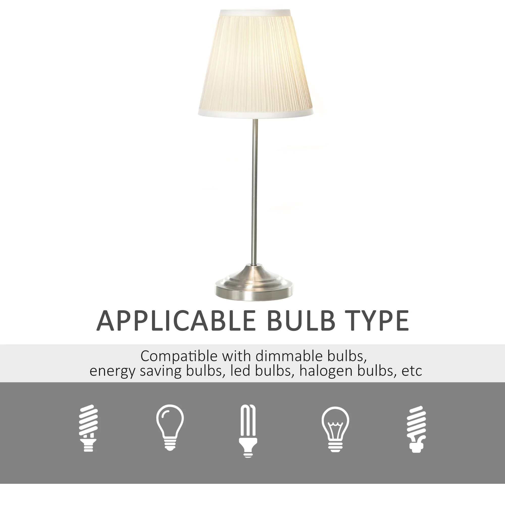 Modern Table Lamp with Pleated Fabric Lampshade and Metal Base - Image 7