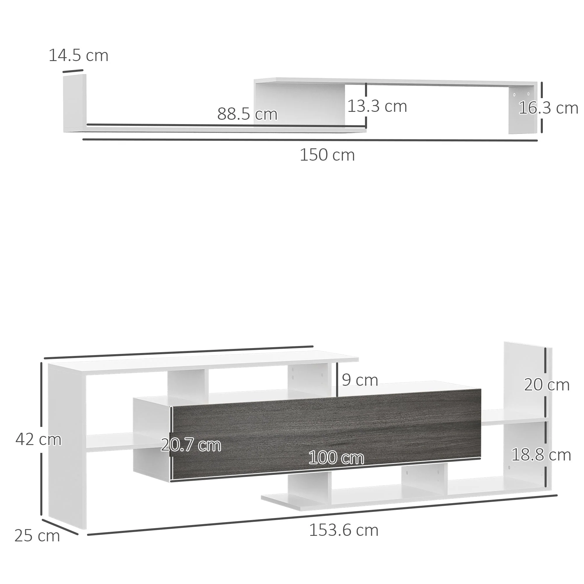 Modern TV Cabinet with Wall Shelf - Image 3