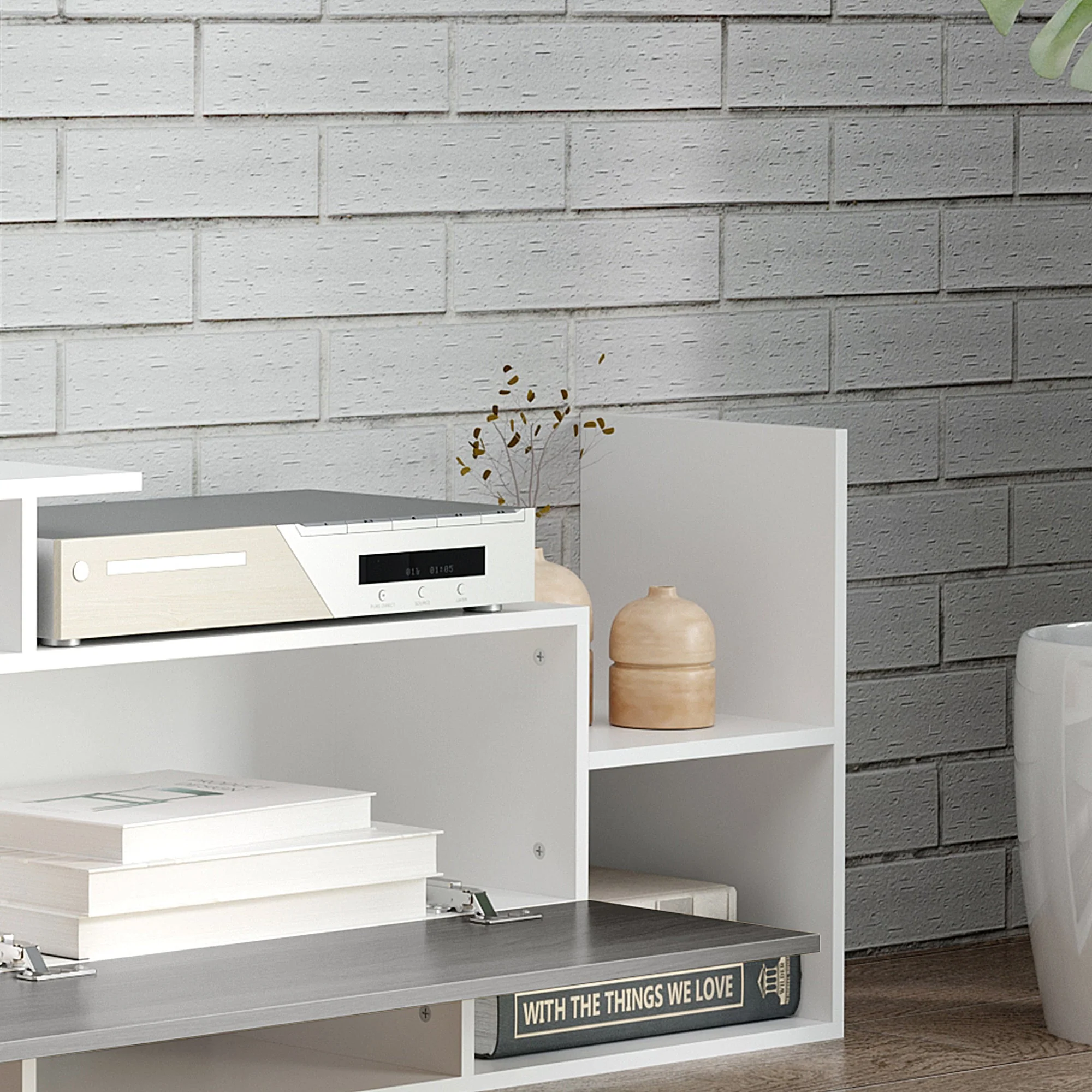 Modern TV Cabinet with Wall Shelf - Image 9