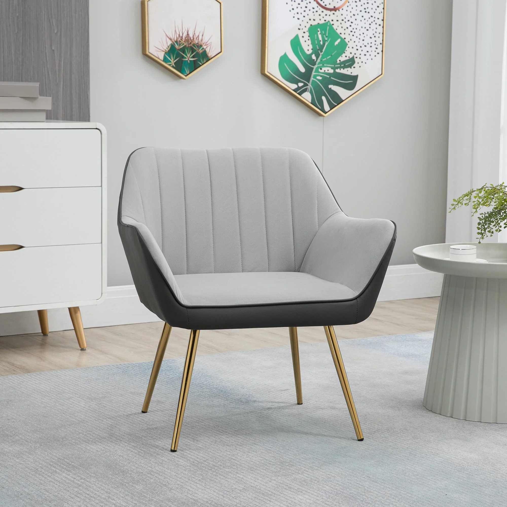 Modern Velvet Armchairs with Gold Steel Legs - Image 2