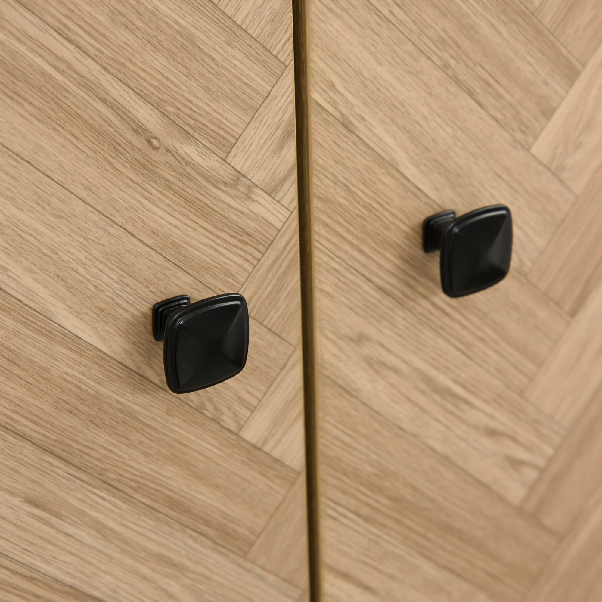 Modern Wardrobe Cabinet Wood Grain Sticker Surface with Shelf - Image 7