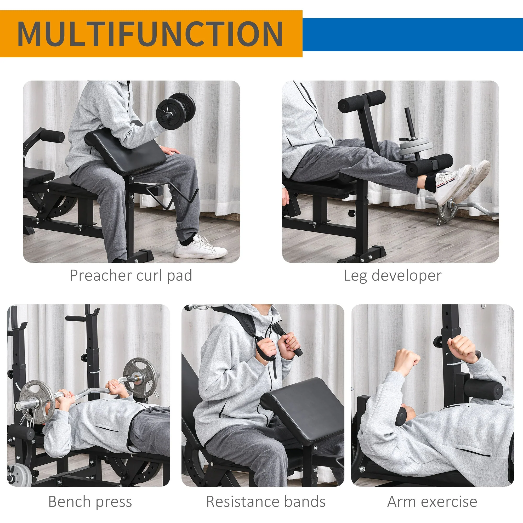 Multi-Exercise Full-Body Weight Rack with Bench Press - Image 6