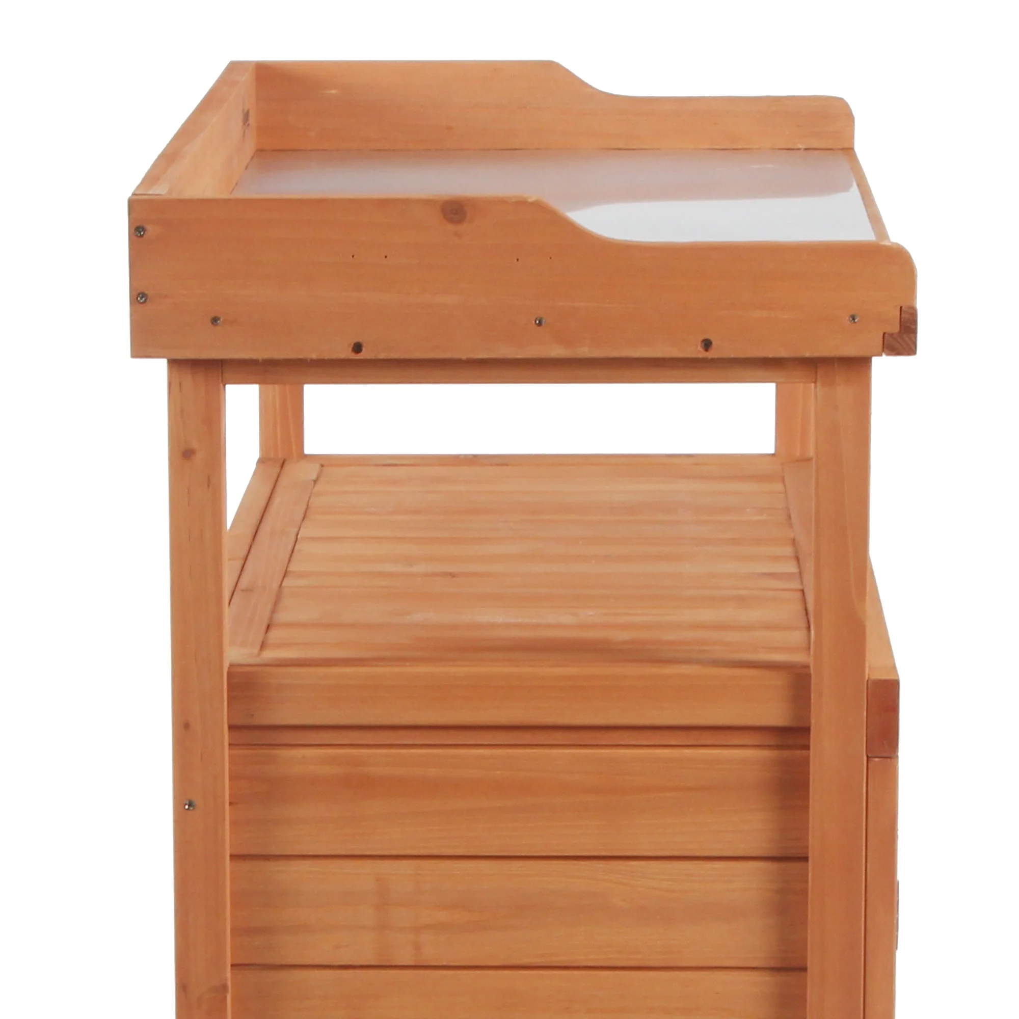 Multi-function Potting Bench Table w/ Storage Cabinet and Galvanized Table Top - Image 6
