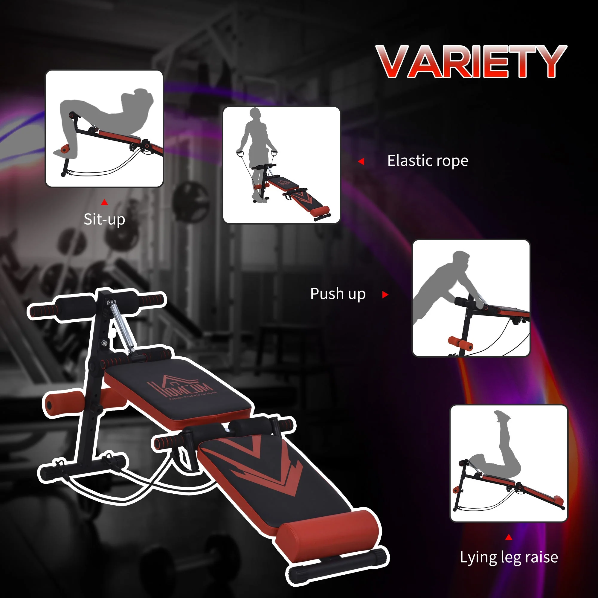 Multifunctional Sit Up Bench Foldable Fitness Equipment w/ Elastic Rope - Image 6